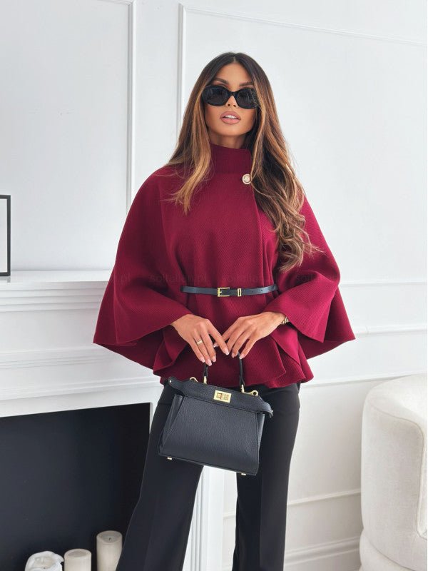 New Stand Collar Batwing Sleeves Cloak Top With Belt Ins Fashion Temperament Jacket Woolen Sweater Outwear For Women Clothing | Luxury Home Accessories | Heulog Glow