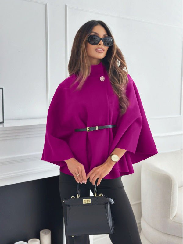 New Stand Collar Batwing Sleeves Cloak Top With Belt Ins Fashion Temperament Jacket Woolen Sweater Outwear For Women Clothing | Luxury Home Accessories | Heulog Glow