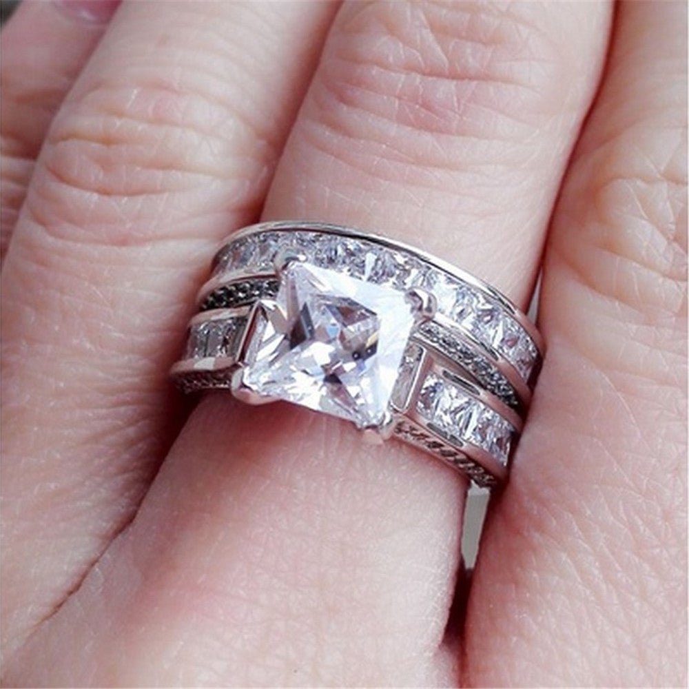 New Style Charm Couple Rings His Her Silver Color Princess Cut CZ Anniversary Promise Wedding Engagement Ring Sets | Luxury Home Accessories | Heulog Glow