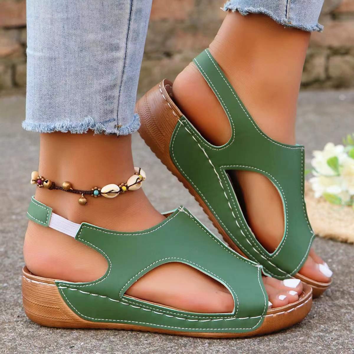 New Summer Wedges Sandals With Elastic Band Design Casual Fish Mouth Shoes For Women | Luxury Home Accessories | Heulog Glow