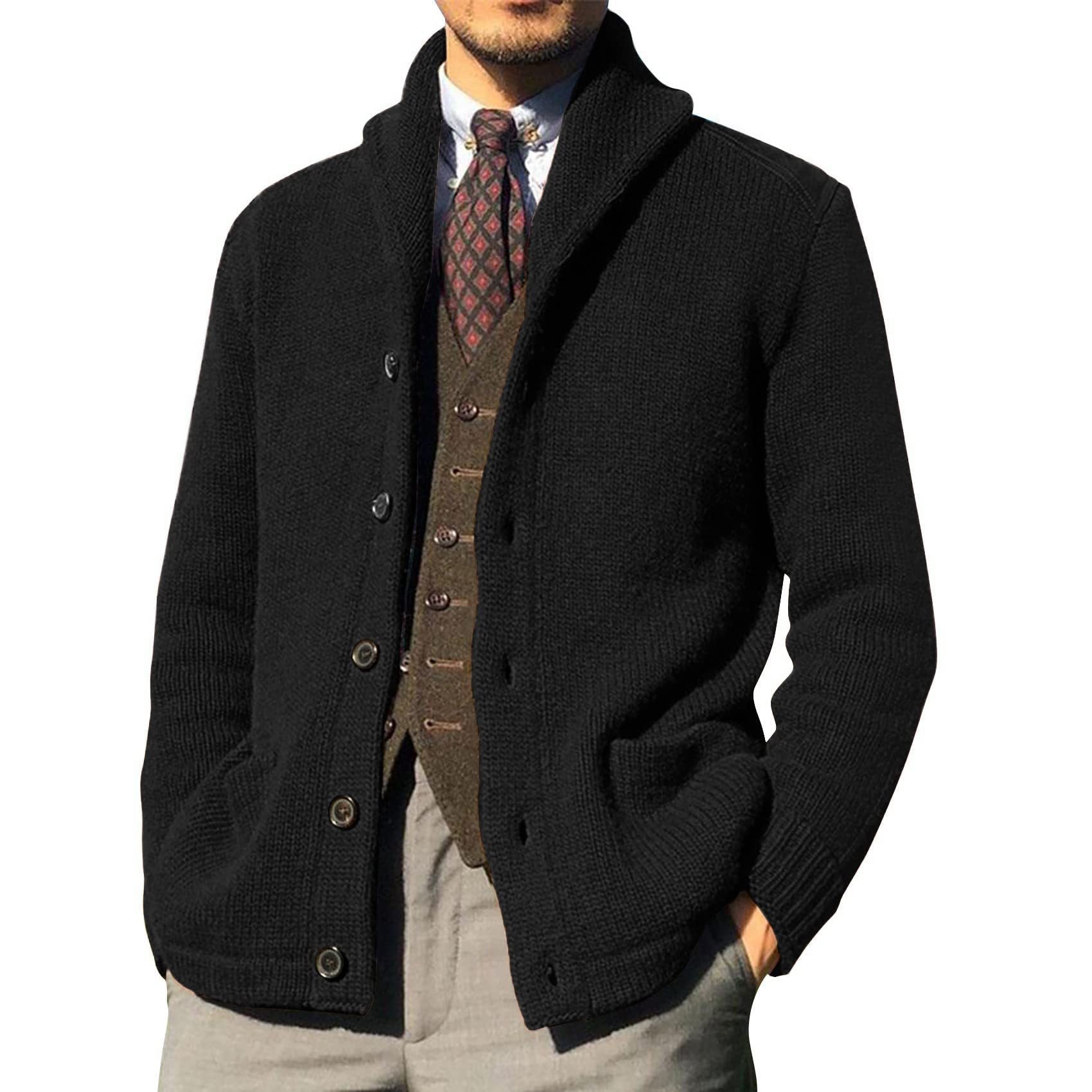 New Sweater Men's Euro American Solid Long Sleeve Knitted Cardigan | Luxury Home Accessories | Heulog Glow