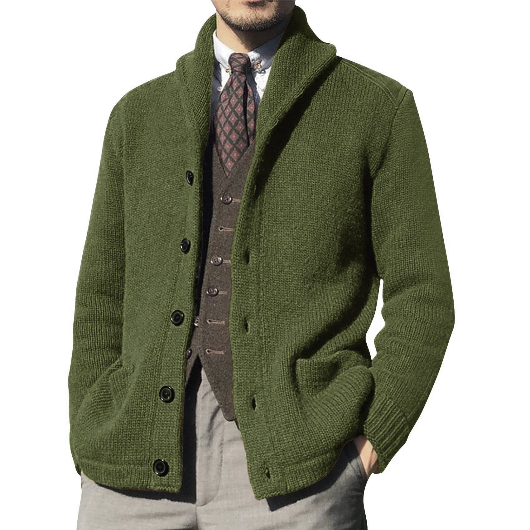New Sweater Men's Euro American Solid Long Sleeve Knitted Cardigan | Luxury Home Accessories | Heulog Glow