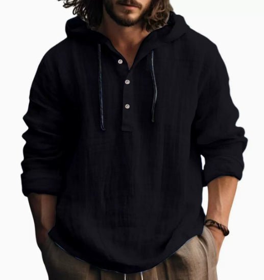 New Wish Cotton Linen Shirt Hooded Sweater Long Sleeve Hooded Casual Daily Clothing | Luxury Home Accessories | Heulog Glow