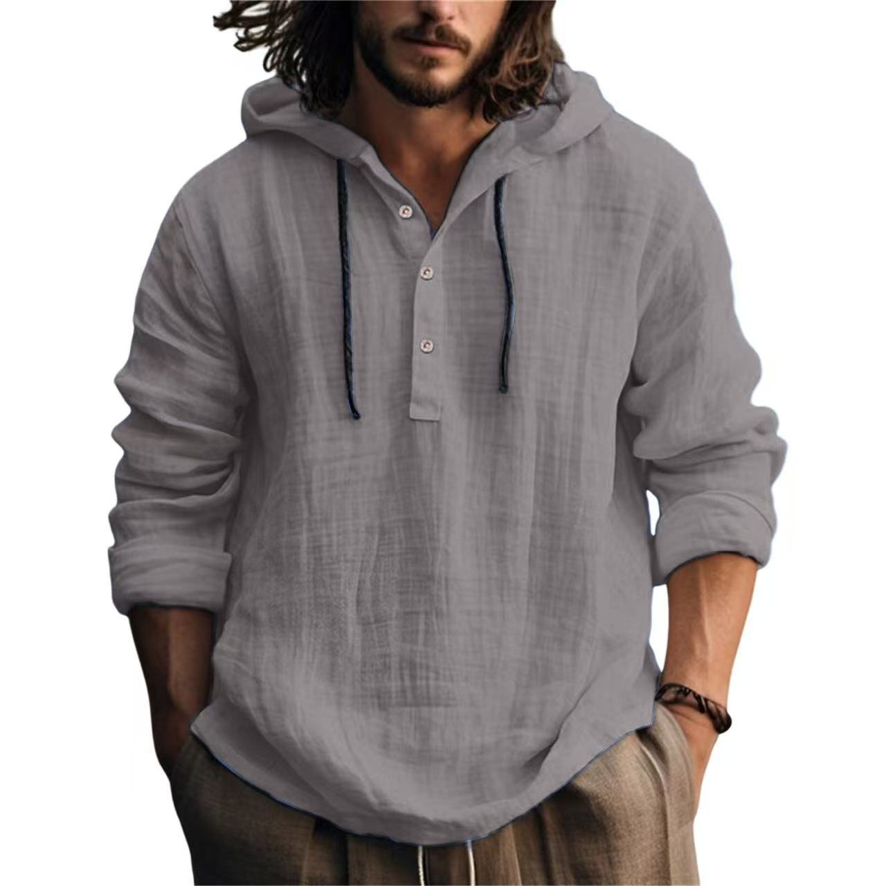 New Wish Cotton Linen Shirt Hooded Sweater Long Sleeve Hooded Casual Daily Clothing | Luxury Home Accessories | Heulog Glow