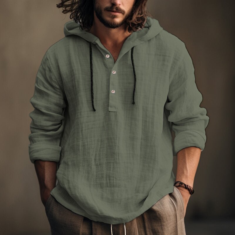 New Wish Cotton Linen Shirt Hooded Sweater Long Sleeve Hooded Casual Daily Clothing | Luxury Home Accessories | Heulog Glow