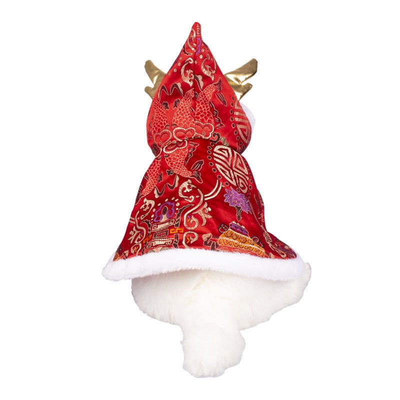 New Year Pet Clothes Dog Cat Brocade Satin Satin Cloak | Luxury Home Accessories | Heulog Glow