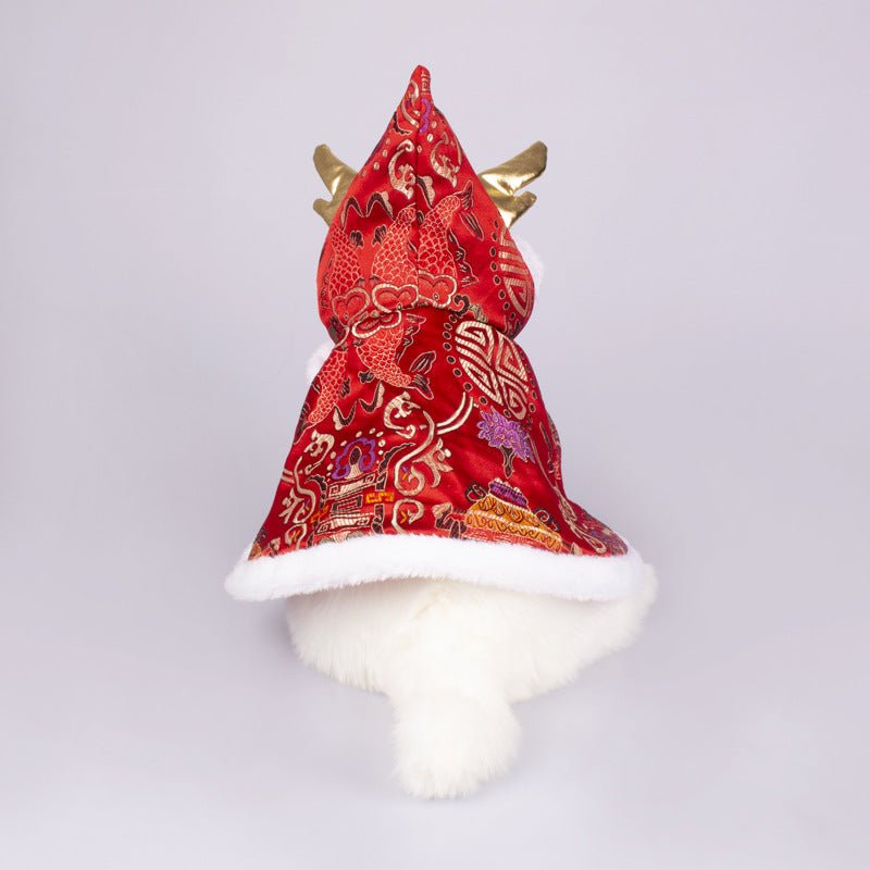 New Year Pet Clothes Dog Cat Brocade Satin Satin Cloak | Luxury Home Accessories | Heulog Glow