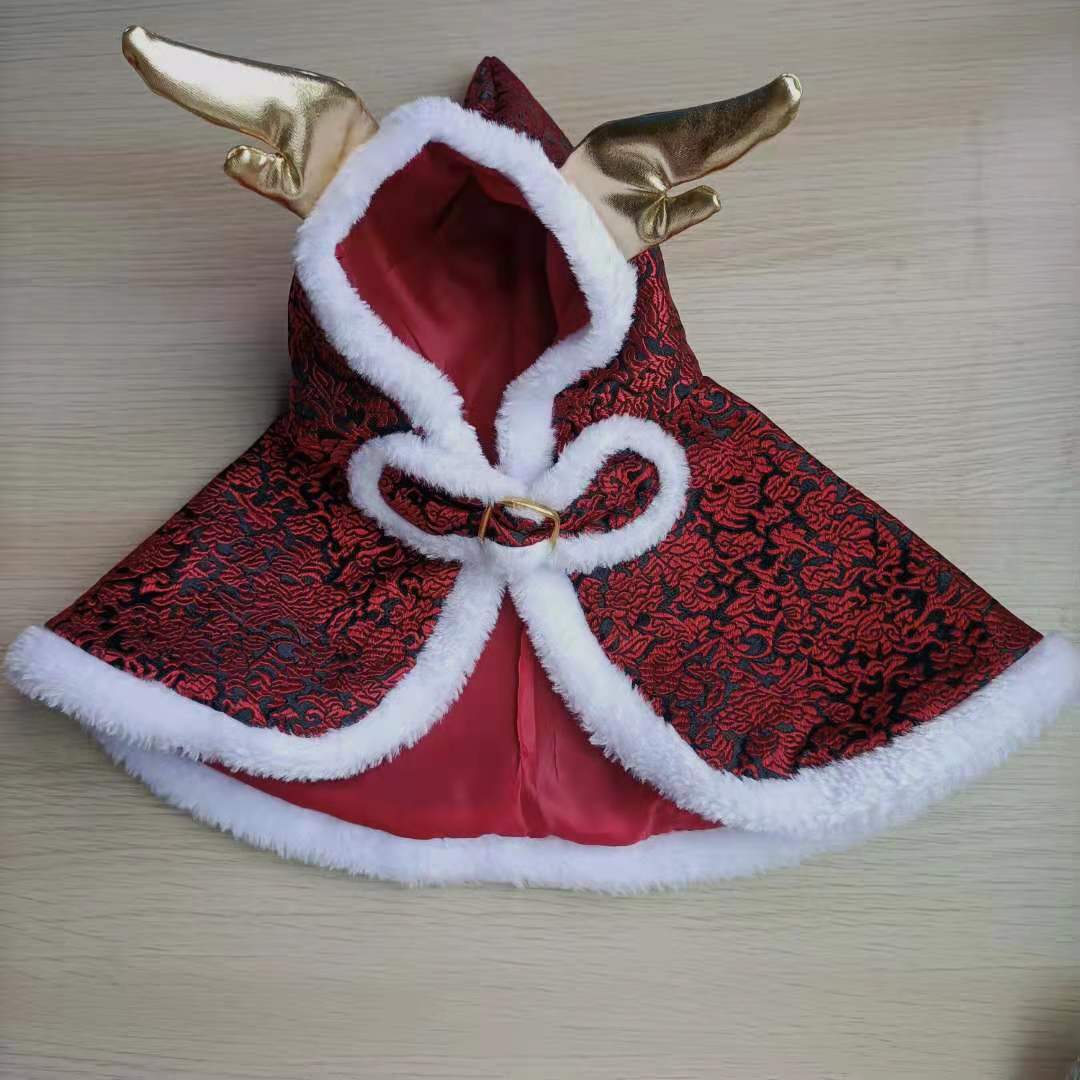 New Year Pet Clothes Dog Cat Brocade Satin Satin Cloak | Luxury Home Accessories | Heulog Glow