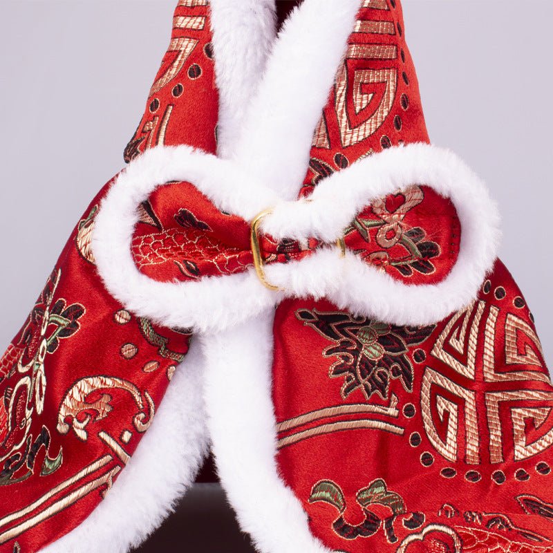 New Year Pet Clothes Dog Cat Brocade Satin Satin Cloak | Luxury Home Accessories | Heulog Glow