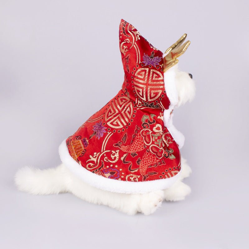 New Year Pet Clothes Dog Cat Brocade Satin Satin Cloak | Luxury Home Accessories | Heulog Glow