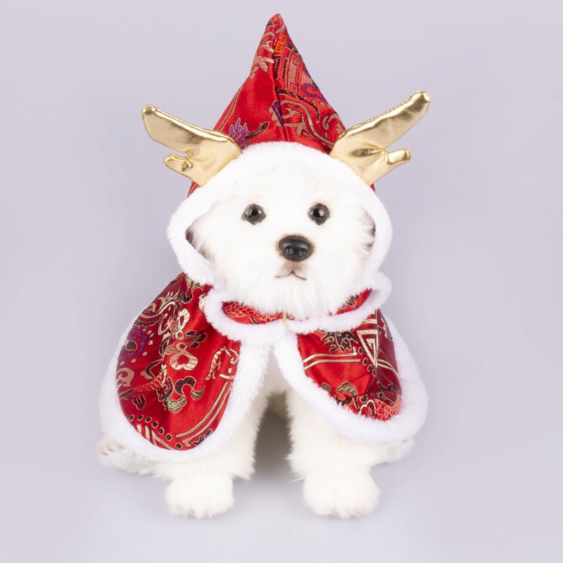 New Year Pet Clothes Dog Cat Brocade Satin Satin Cloak | Luxury Home Accessories | Heulog Glow