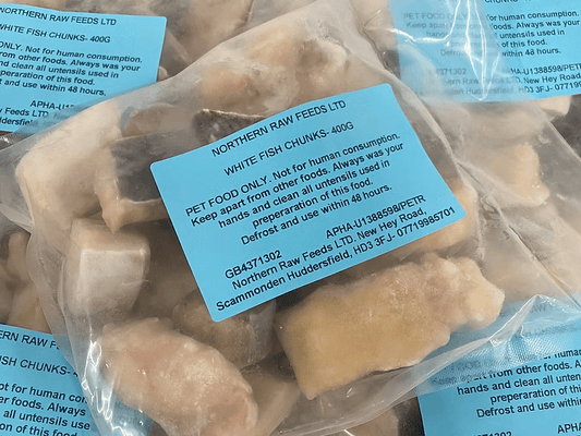 Northern Raw Feeds - Boneless White Fish Chunks - 400g | Luxury Home Accessories | Heulog Glow