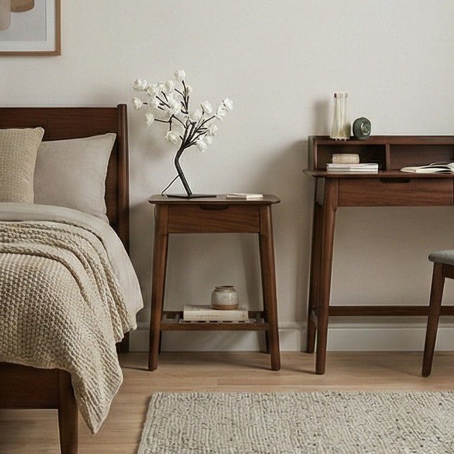Norway Dark Walnut Bedside Table | Luxury Home Accessories | Heulog Glow