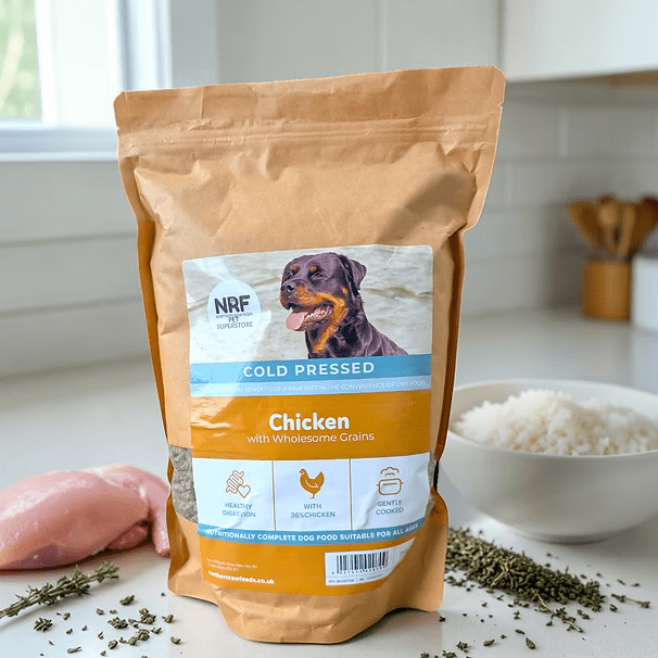 N.R.F Cold Pressed Raw - Chicken & Wholesome Grains - 2kg | Luxury Home Accessories | Heulog Glow