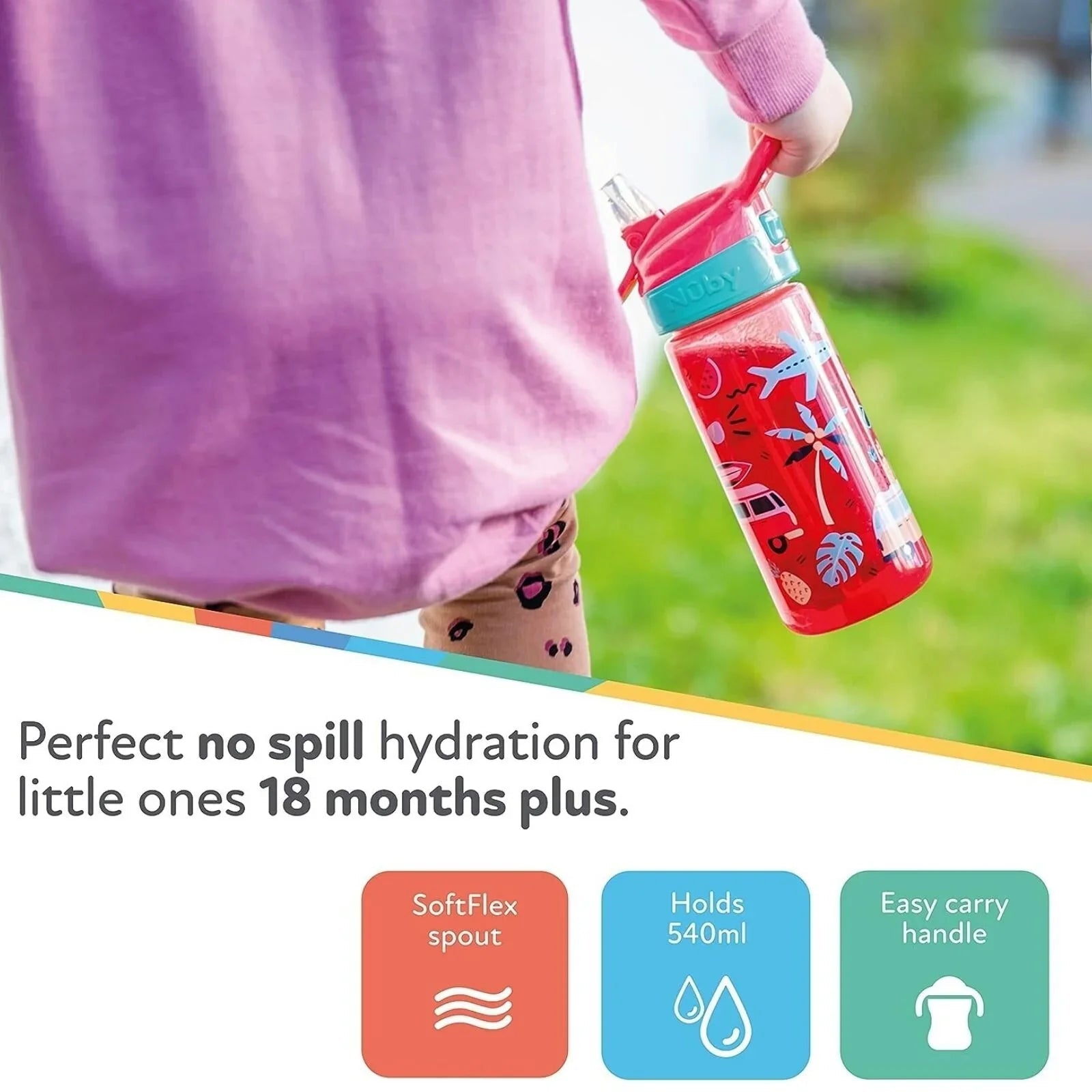 Nuby Super Quench Water Bottle Pack of 1 540ml | Luxury Home Accessories | Heulog Glow