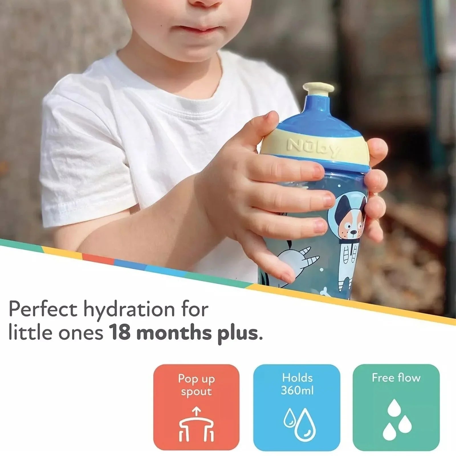 Nuby Super Slurp Water Bottle Pack of 1 360ml | Luxury Home Accessories | Heulog Glow