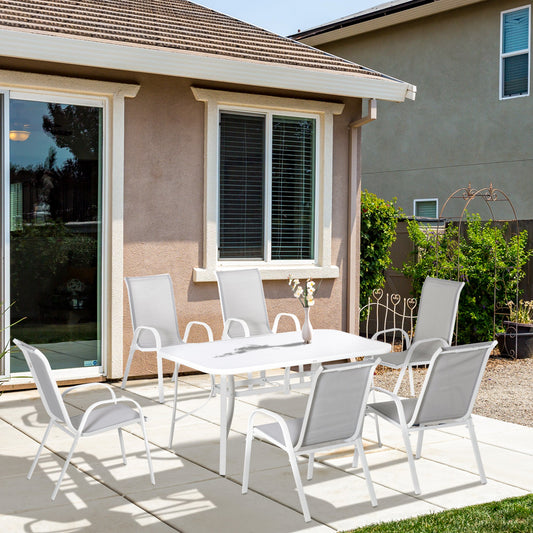 Outsunny Seven-Piece Outdoor Dining Set - Grey