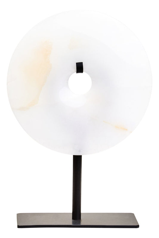 Oleena Extra Small Round Dia 15cm Onyx Disc Sculpture | Luxury Home Accessories | Heulog Glow