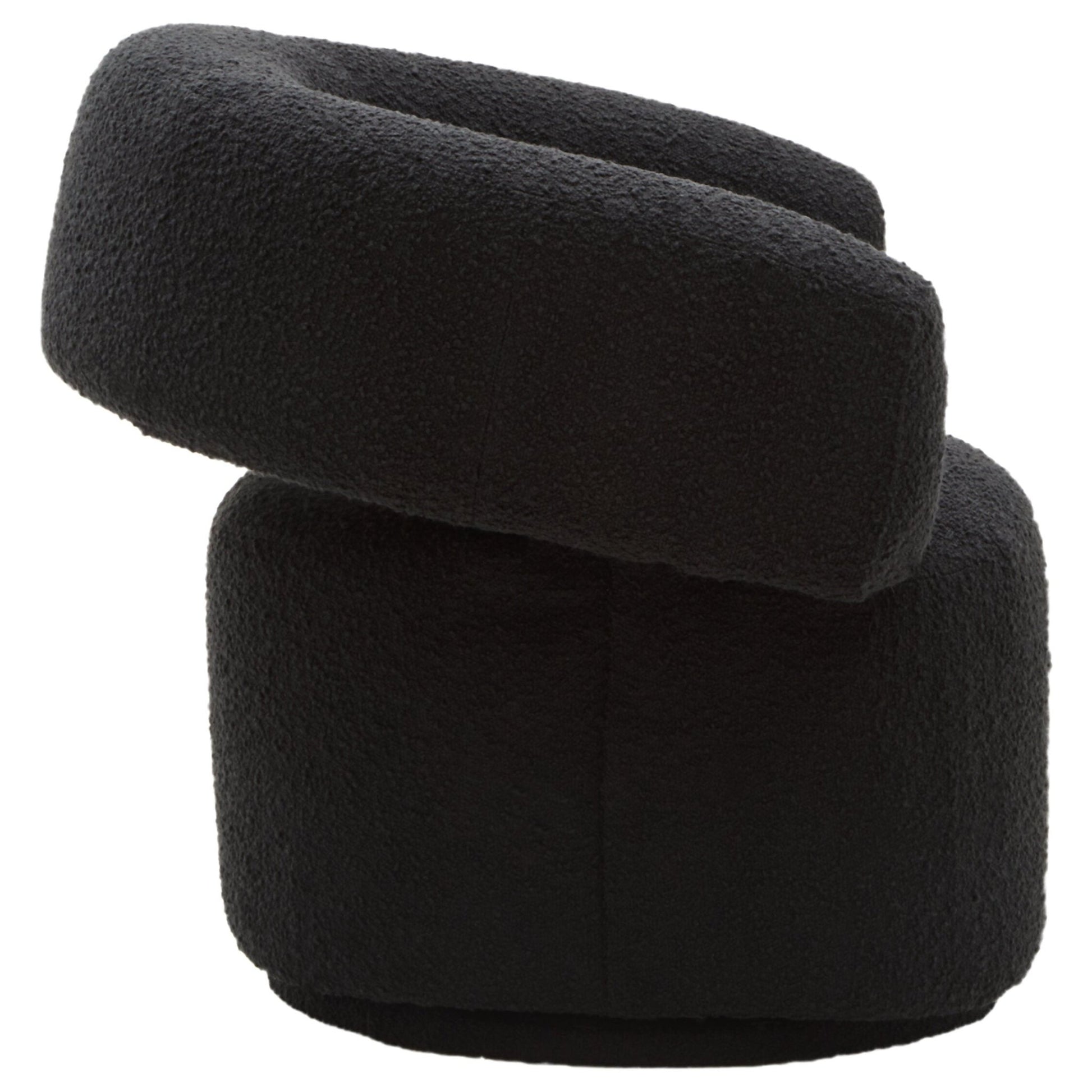Oliveto Black Boucle Curved Swivel Armchair | Luxury Home Accessories | Heulog Glow