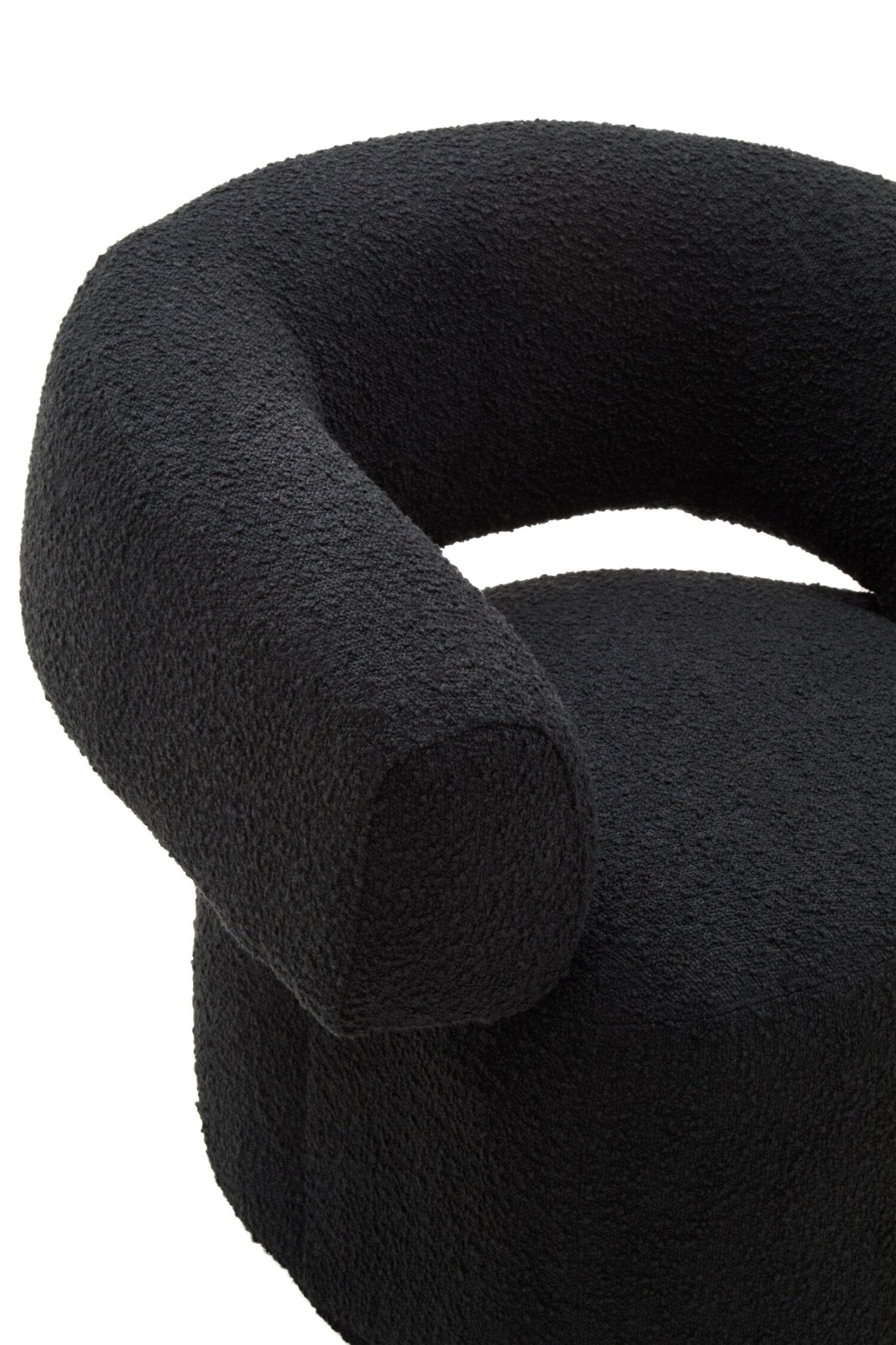 Oliveto Black Boucle Curved Swivel Armchair | Luxury Home Accessories | Heulog Glow