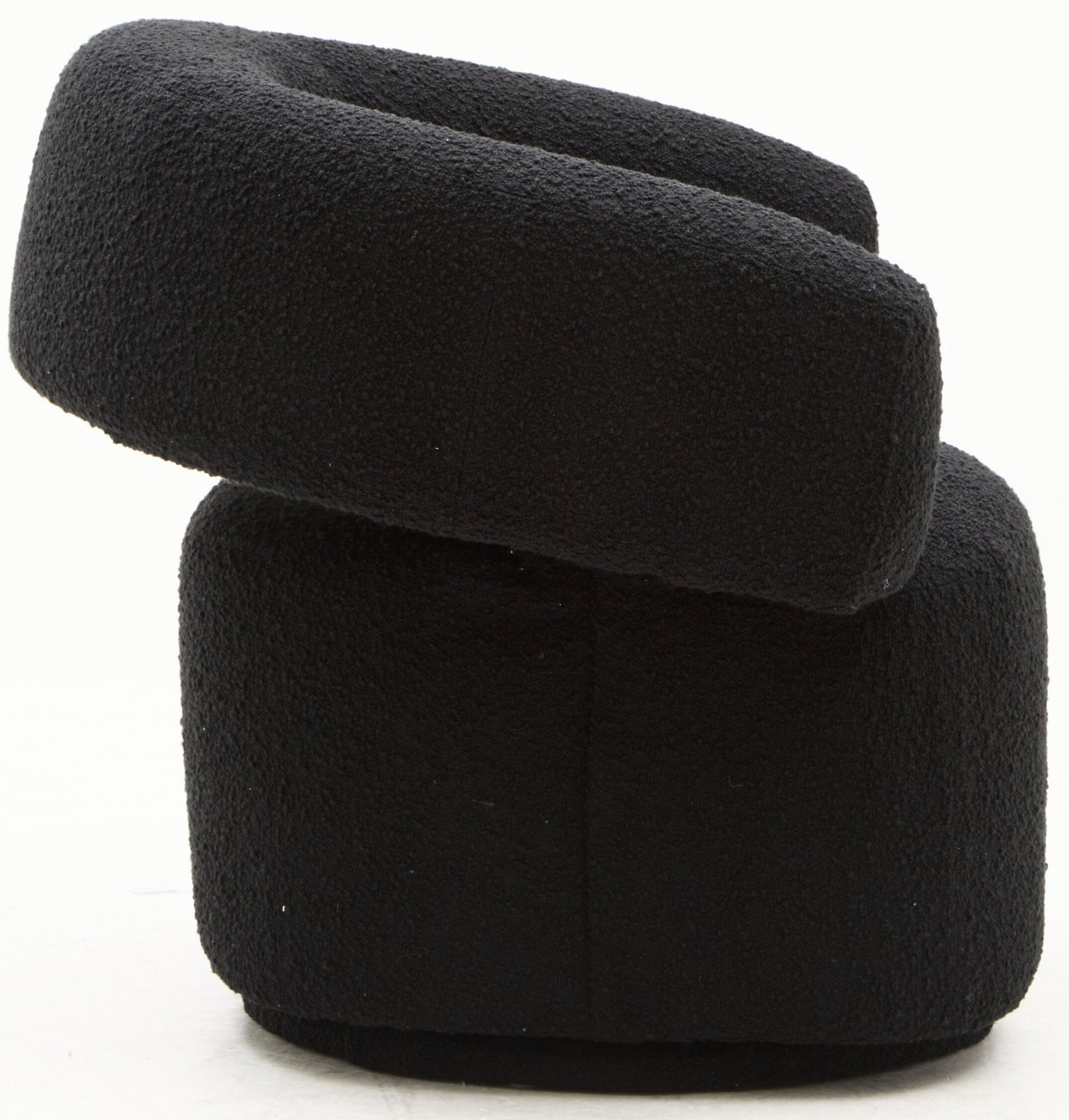 Oliveto Black Boucle Curved Swivel Armchair | Luxury Home Accessories | Heulog Glow