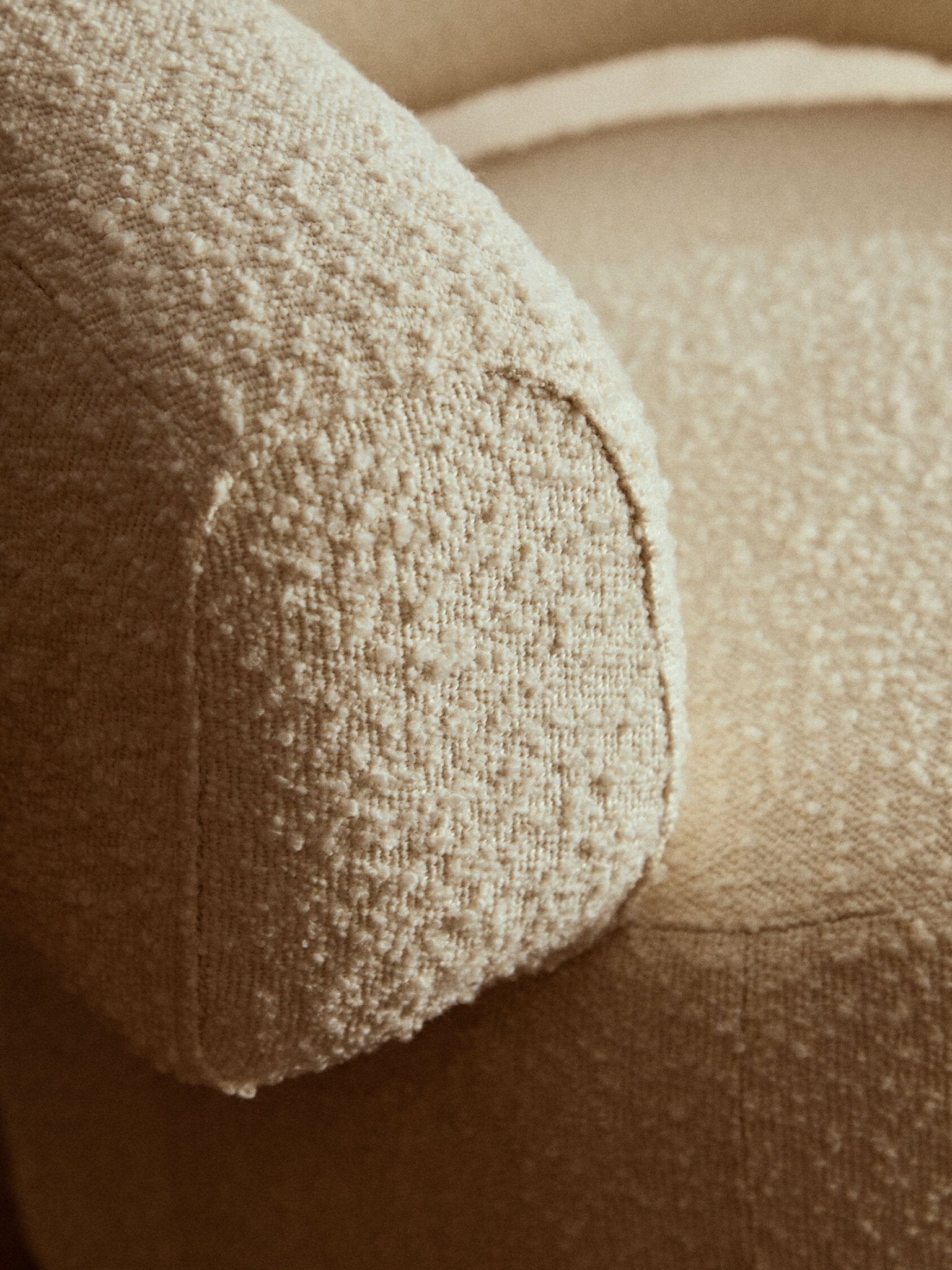 Oliveto Ivory Boucle Curved Swivel Armchair | Luxury Home Accessories | Heulog Glow