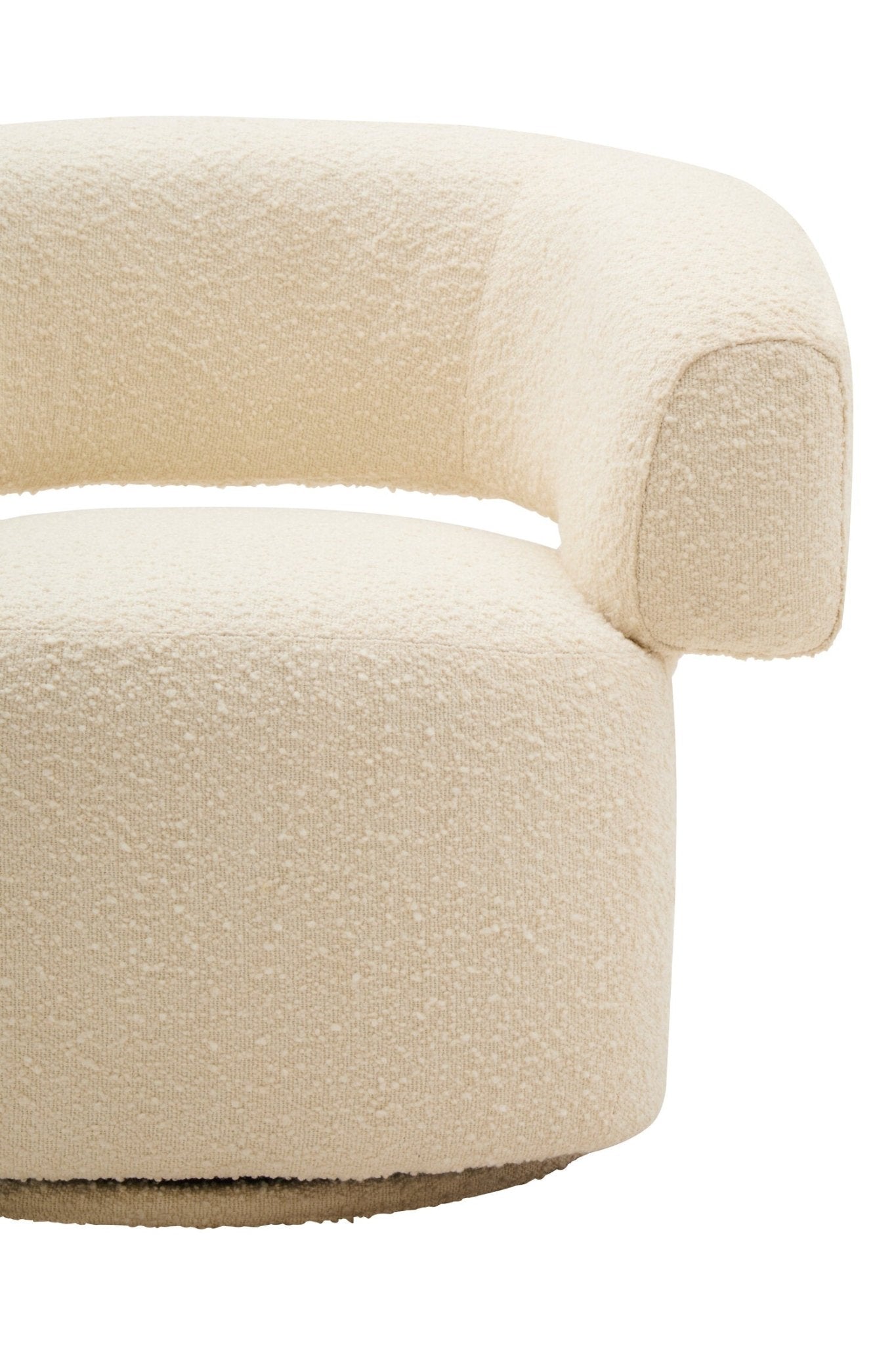 Oliveto Ivory Boucle Curved Swivel Armchair | Luxury Home Accessories | Heulog Glow