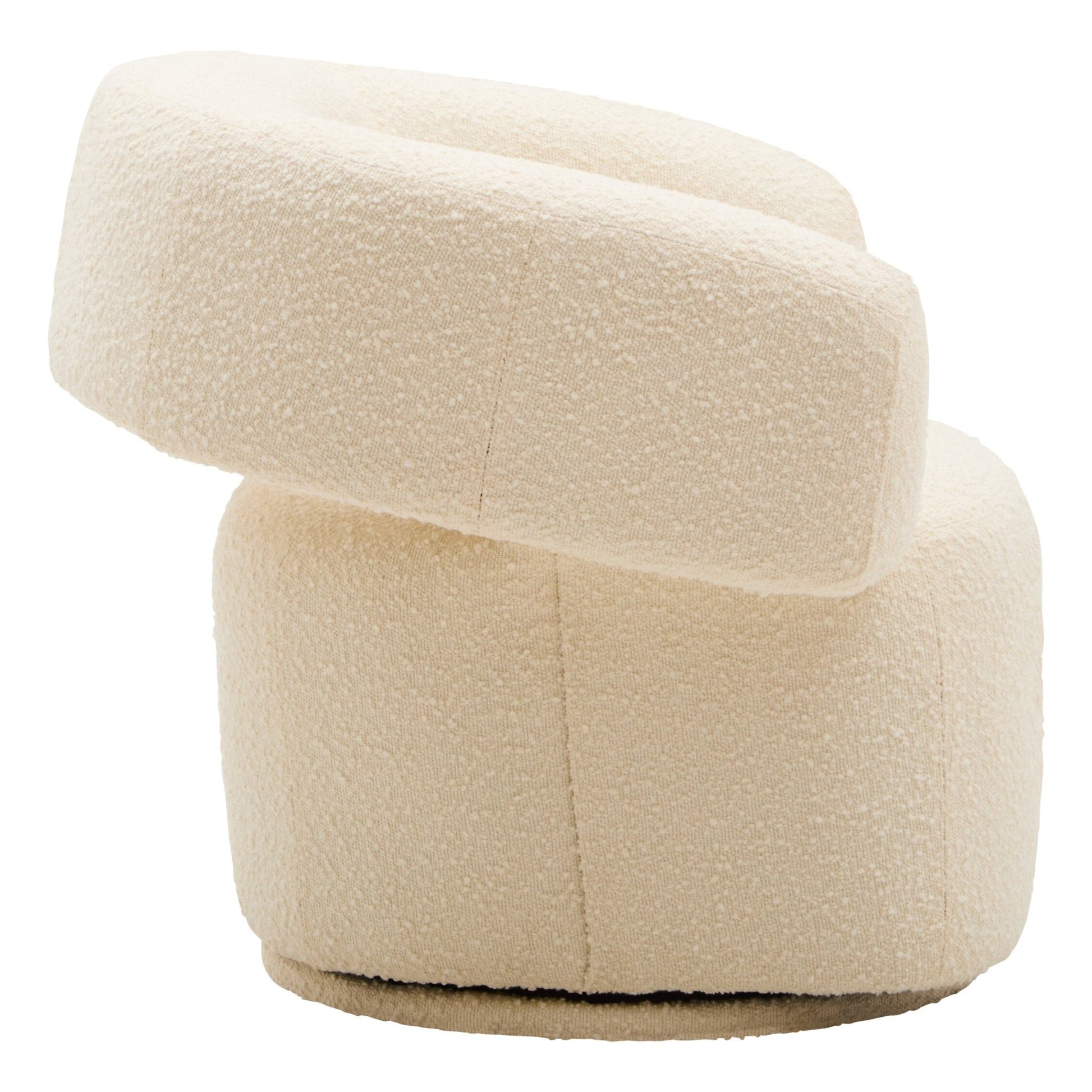 Oliveto Ivory Boucle Curved Swivel Armchair | Luxury Home Accessories | Heulog Glow