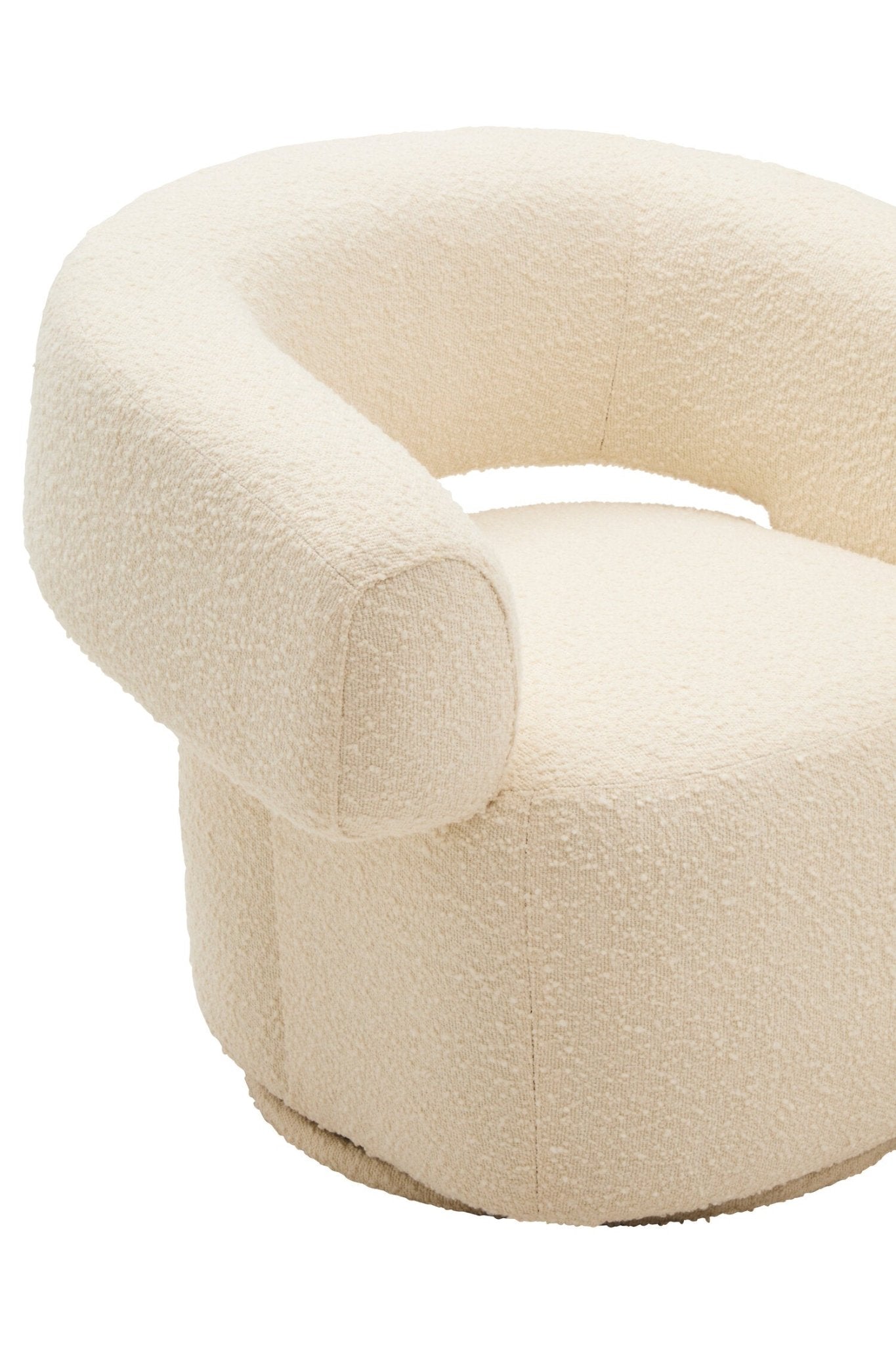 Oliveto Ivory Boucle Curved Swivel Armchair | Luxury Home Accessories | Heulog Glow
