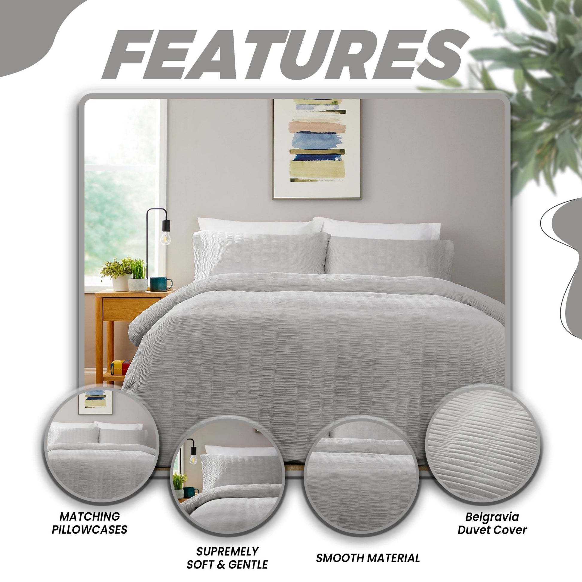 OLIVIA ROCCO Belgravia Grey Microfibre Duvet Cover Set With Pillowcases Soft Easy Care | Luxury Home Accessories | Heulog Glow
