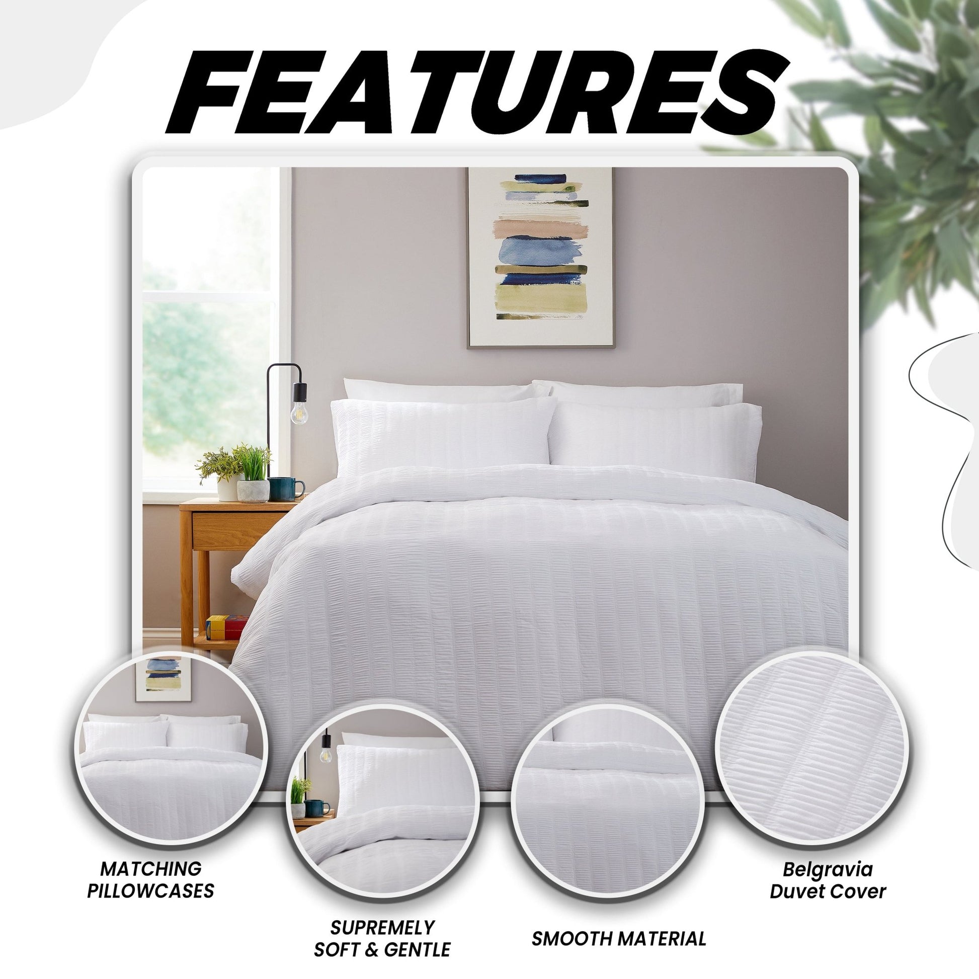 OLIVIA ROCCO Belgravia White Microfibre Duvet Cover Set With Pillowcases Soft Easy Care | Luxury Home Accessories | Heulog Glow