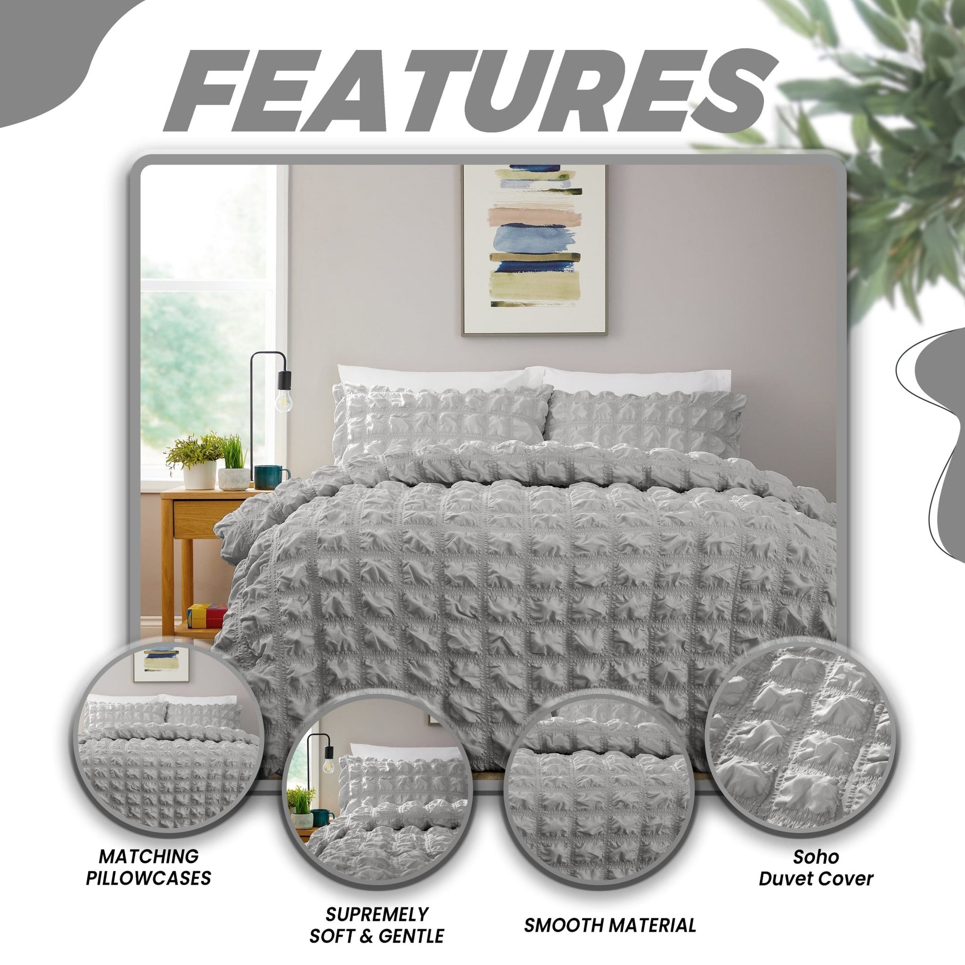 OLIVIA ROCCO Soho Grey Microfibre Duvet Cover Set With Pillowcases Quilted Super Soft | Luxury Home Accessories | Heulog Glow