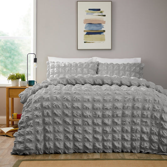 OLIVIA ROCCO Soho Grey Microfibre Duvet Cover Set With Pillowcases Quilted Super Soft | Luxury Home Accessories | Heulog Glow