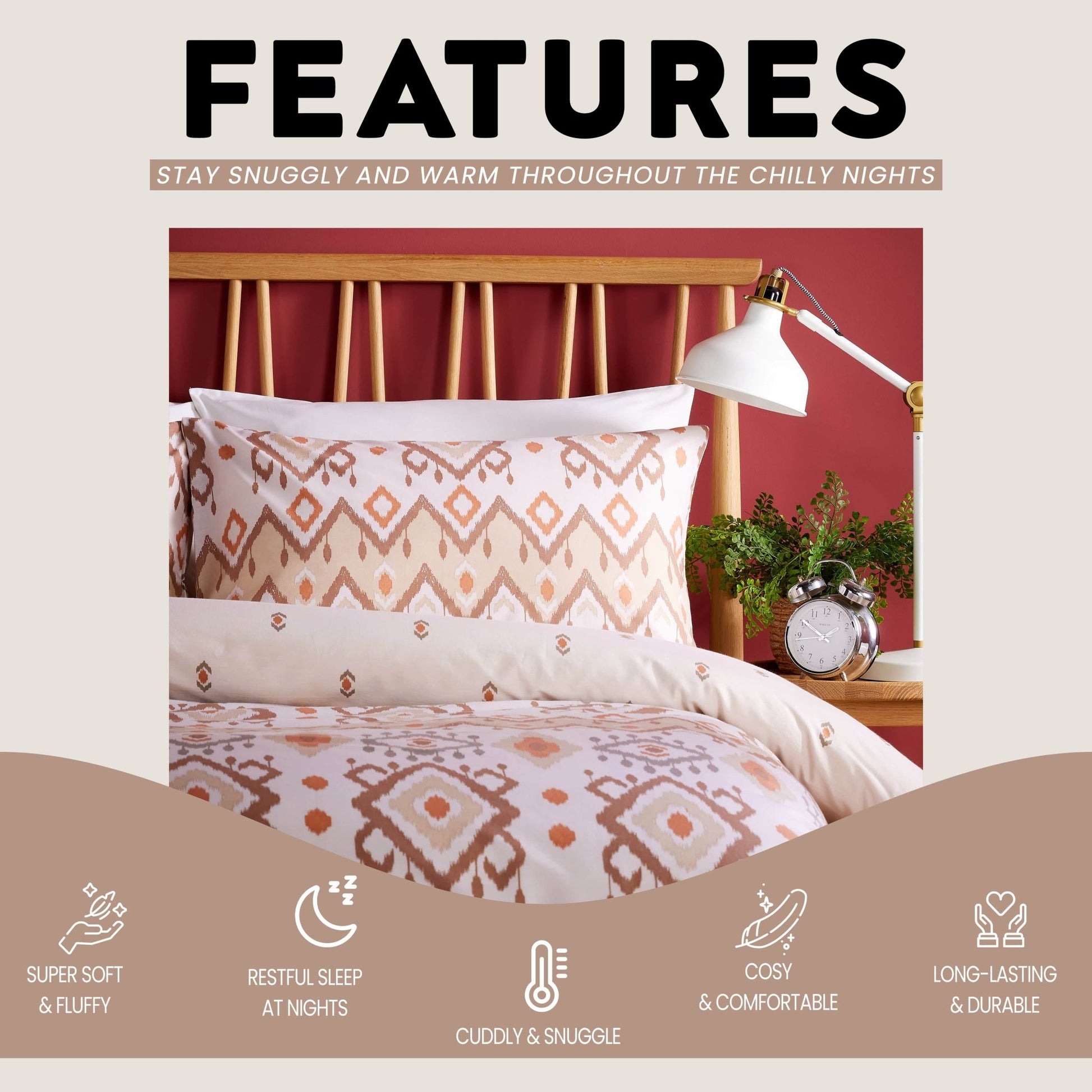 OLIVIA ROCCO Taxila Duvet Cover Set Easy Care Reversible Cotton Mix Super Soft for Everyday Luxury Hotel-Style | Luxury Home Accessories | Heulog Glow