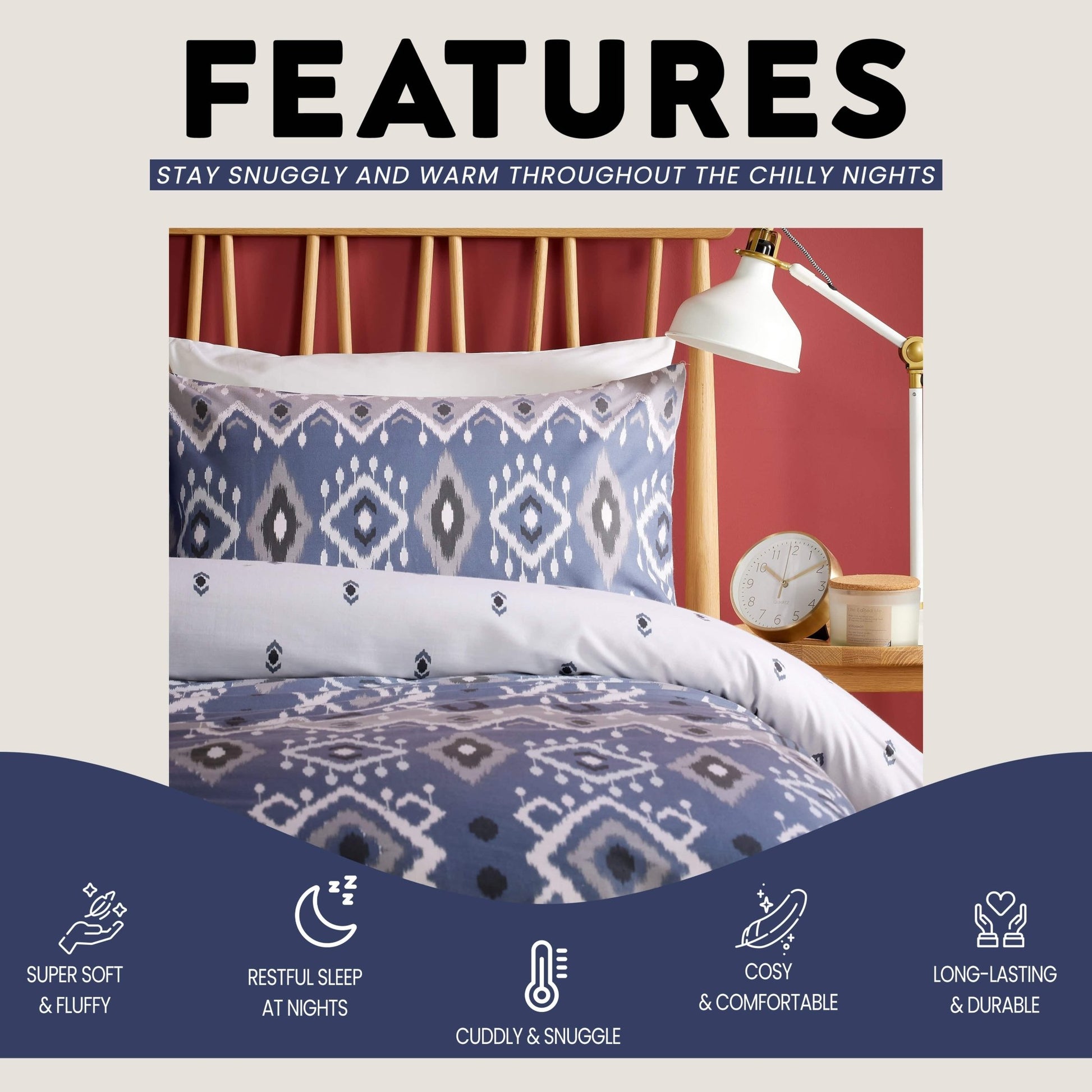 OLIVIA ROCCO Taxila Duvet Cover Set Easy Care Reversible Cotton Mix Super Soft for Everyday Luxury Hotel-Style | Luxury Home Accessories | Heulog Glow
