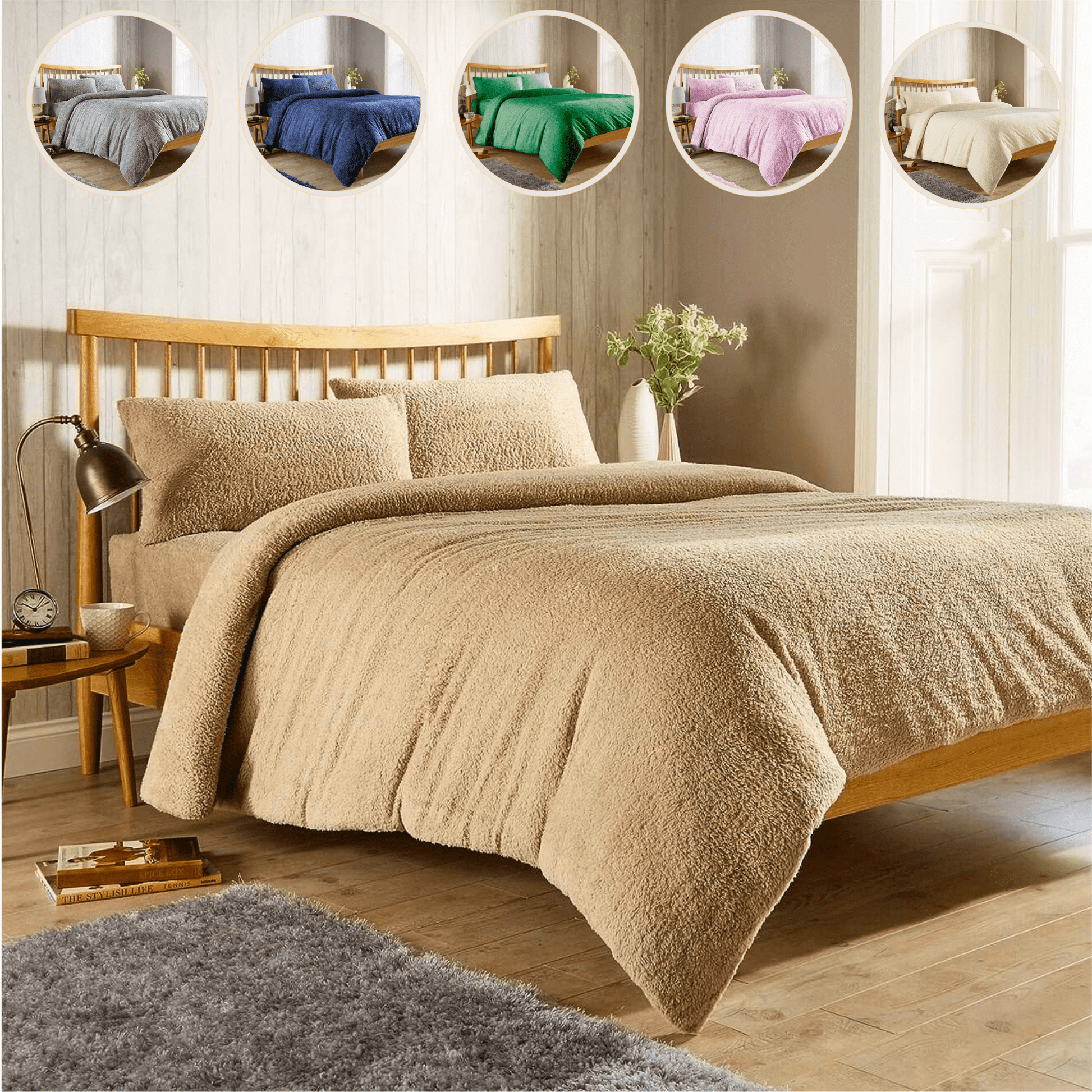 OLIVIA ROCCO Teddy Fleece Duvet Cover Set Premium Plush Ultra Cosy Winter Bedding | Luxury Home Accessories | Heulog Glow