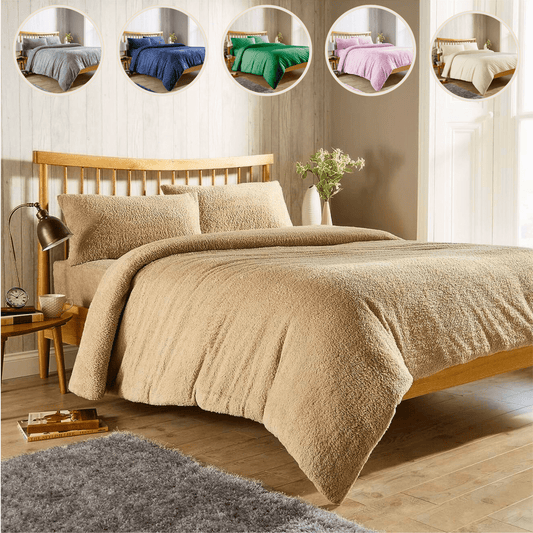 OLIVIA ROCCO Teddy Fleece Duvet Cover Set Premium Plush Ultra Cosy Winter Bedding | Luxury Home Accessories | Heulog Glow