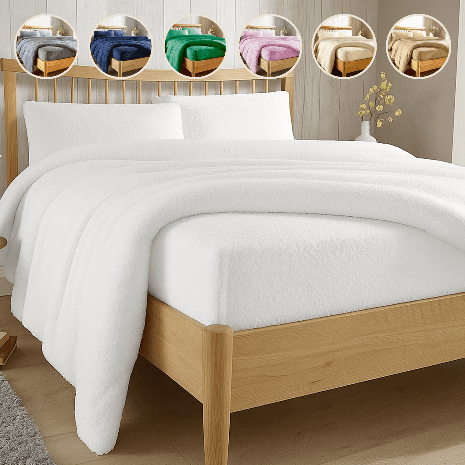 OLIVIA ROCCO Teddy Fleece Extra Deep Fitted Sheet Plush Soft Winter Bedding Snug Elastic | Luxury Home Accessories | Heulog Glow