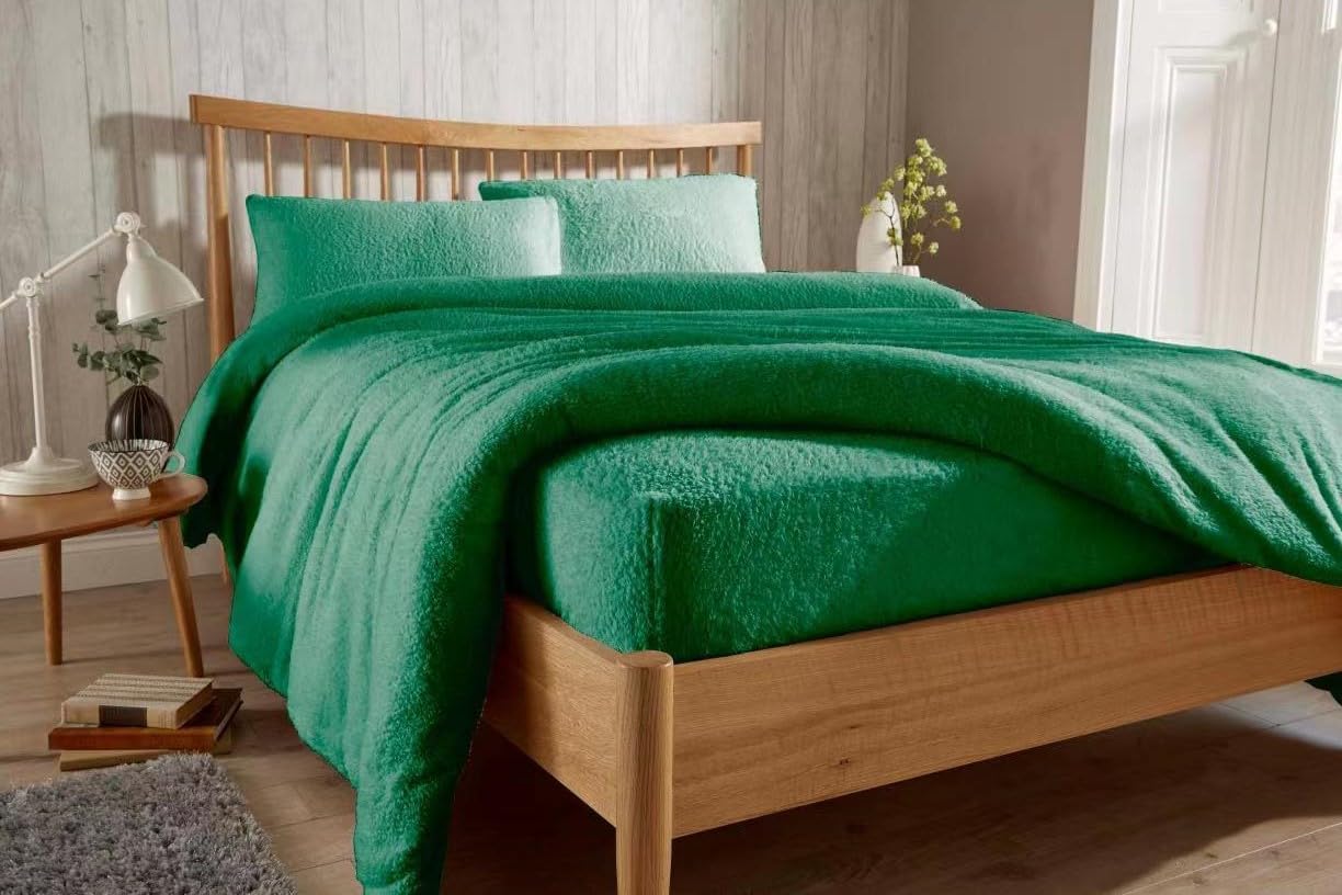 OLIVIA ROCCO Teddy Fleece Extra Deep Fitted Sheet Plush Soft Winter Bedding Snug Elastic | Luxury Home Accessories | Heulog Glow