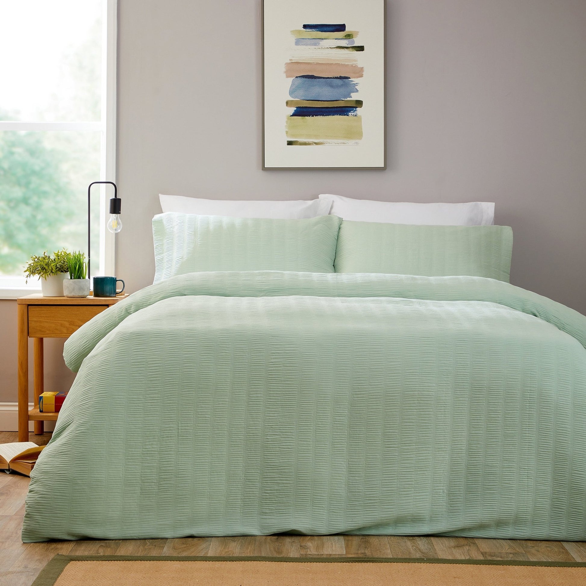 OLIVIA ROCCO Textured Pintuck Ruffles Pleated Microfibre Duvet Cover Set With Pillowcases | Luxury Home Accessories | Heulog Glow