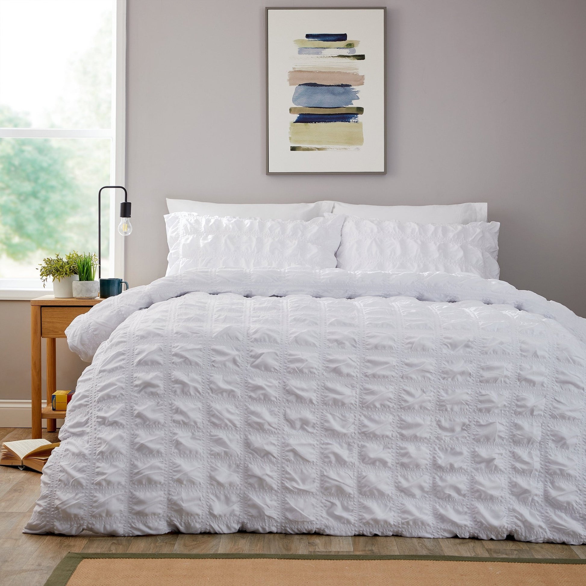 OLIVIA ROCCO Textured Pintuck Ruffles Pleated Microfibre Duvet Cover Set With Pillowcases | Luxury Home Accessories | Heulog Glow