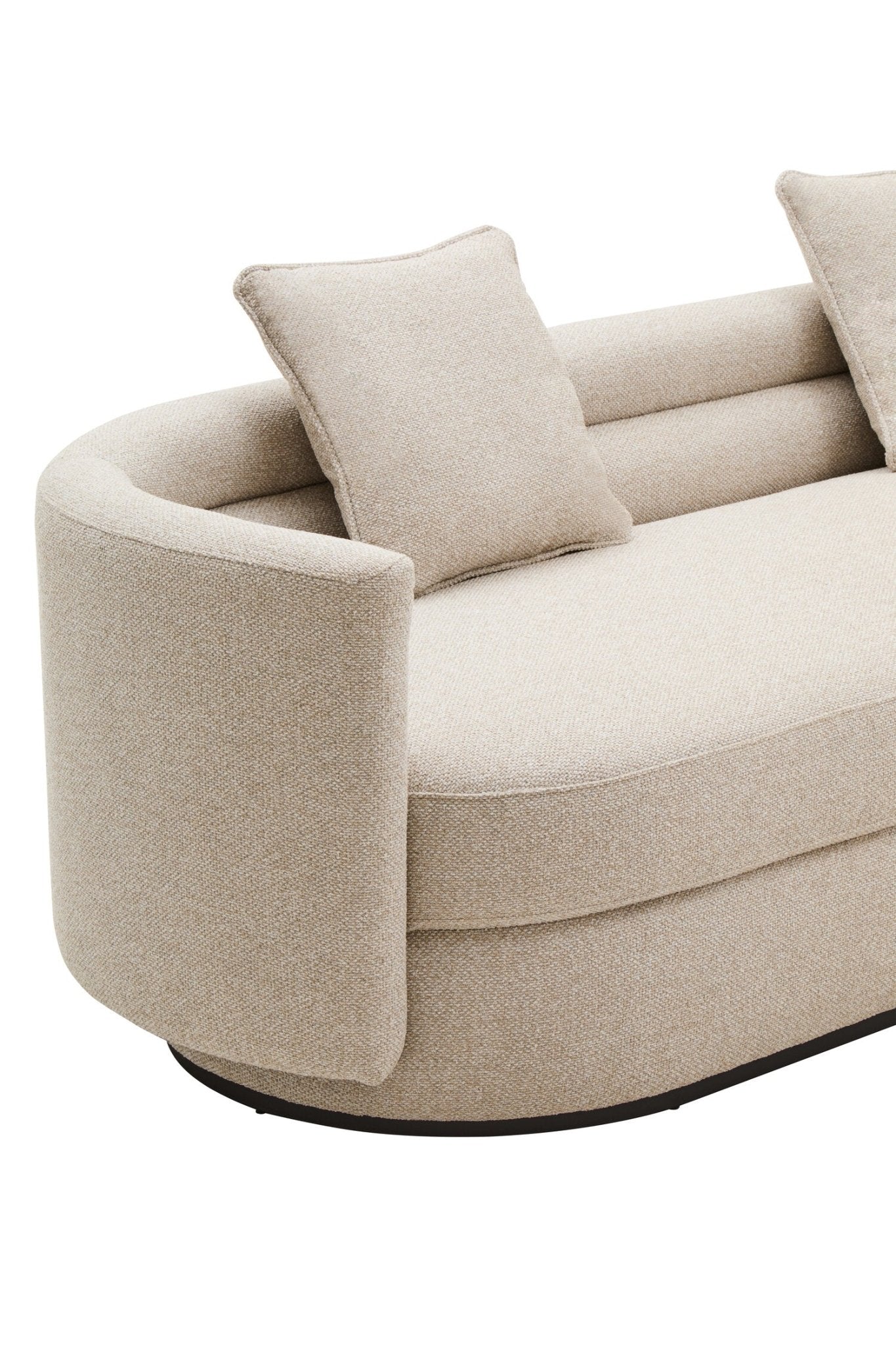 Oratino Ivory Linen 3 Seater Curved Sofa | Luxury Home Accessories | Heulog Glow