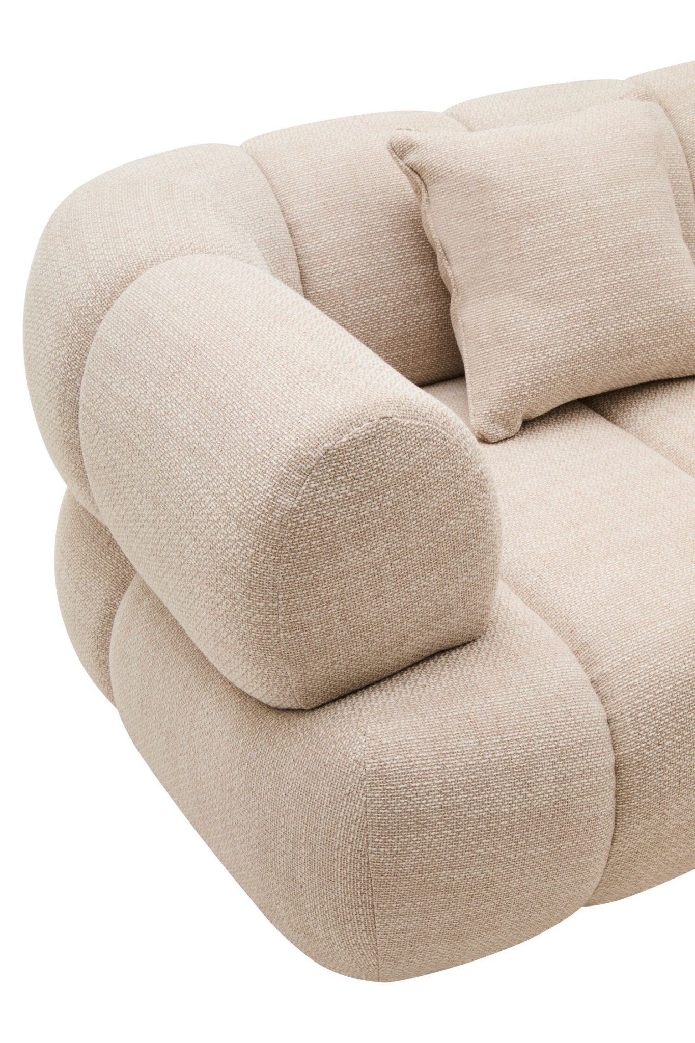 Ordona Cream Linen 3 Seater Curved Sofa | Luxury Home Accessories | Heulog Glow