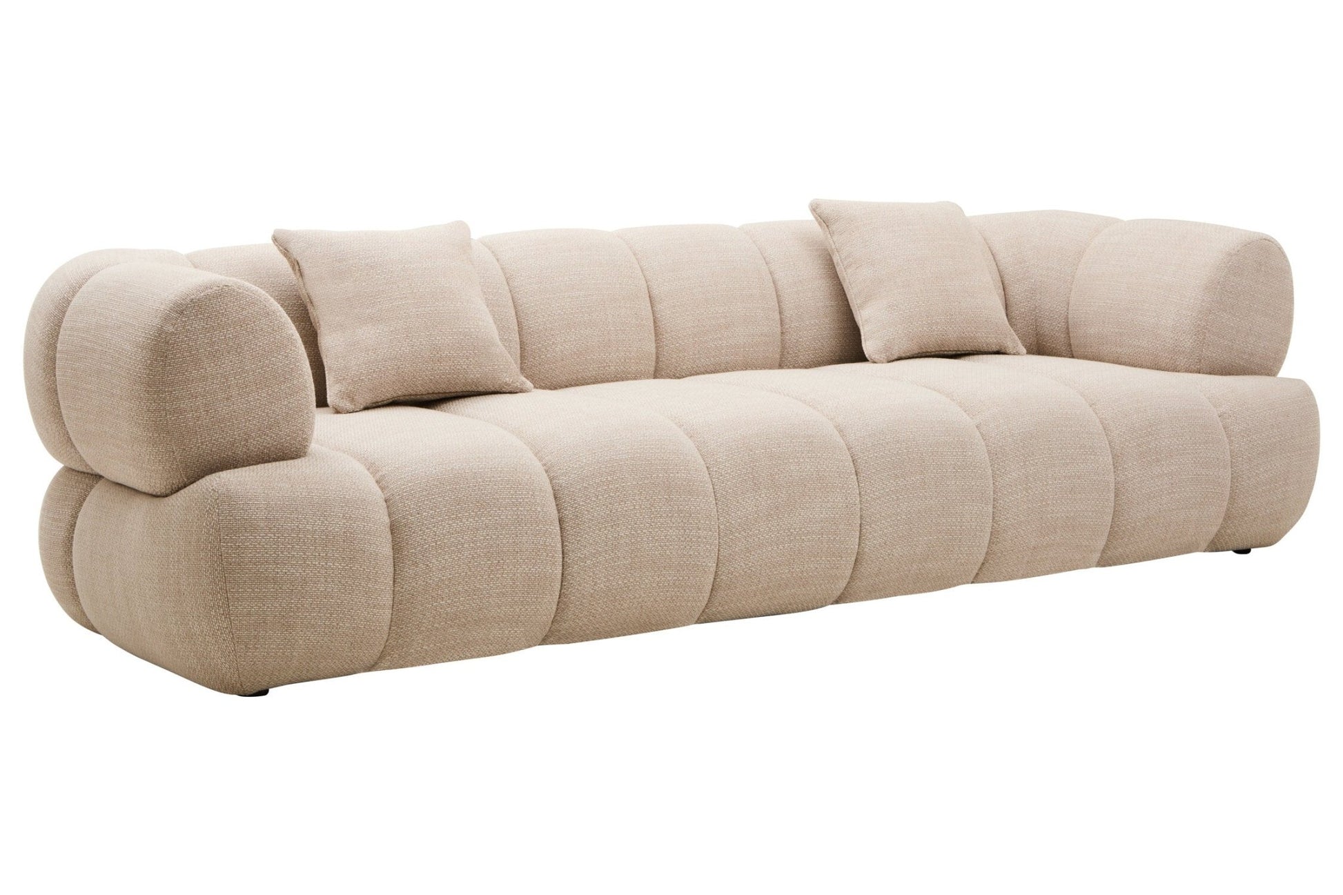 Ordona Cream Linen 3 Seater Curved Sofa | Luxury Home Accessories | Heulog Glow