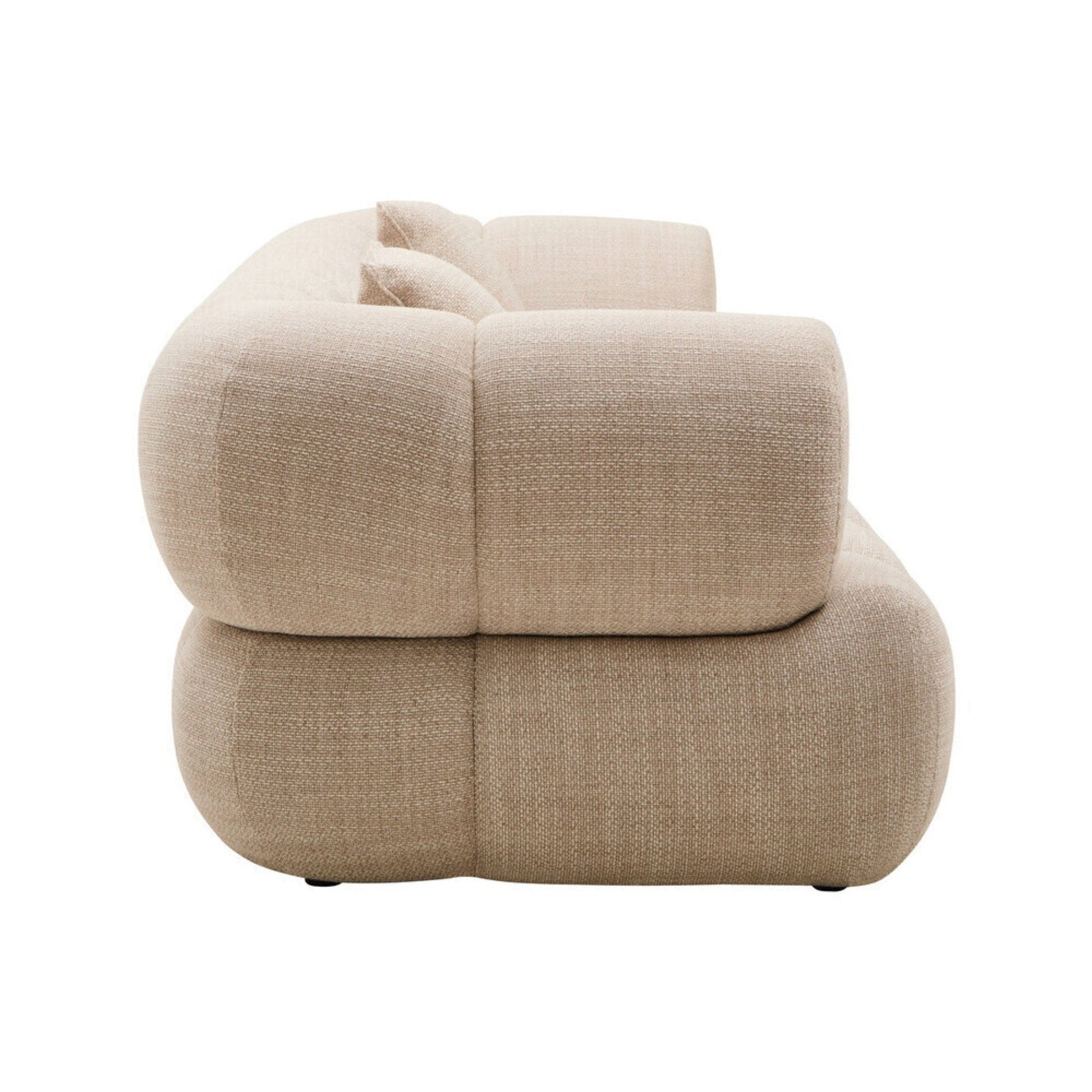 Ordona Cream Linen 3 Seater Curved Sofa | Luxury Home Accessories | Heulog Glow