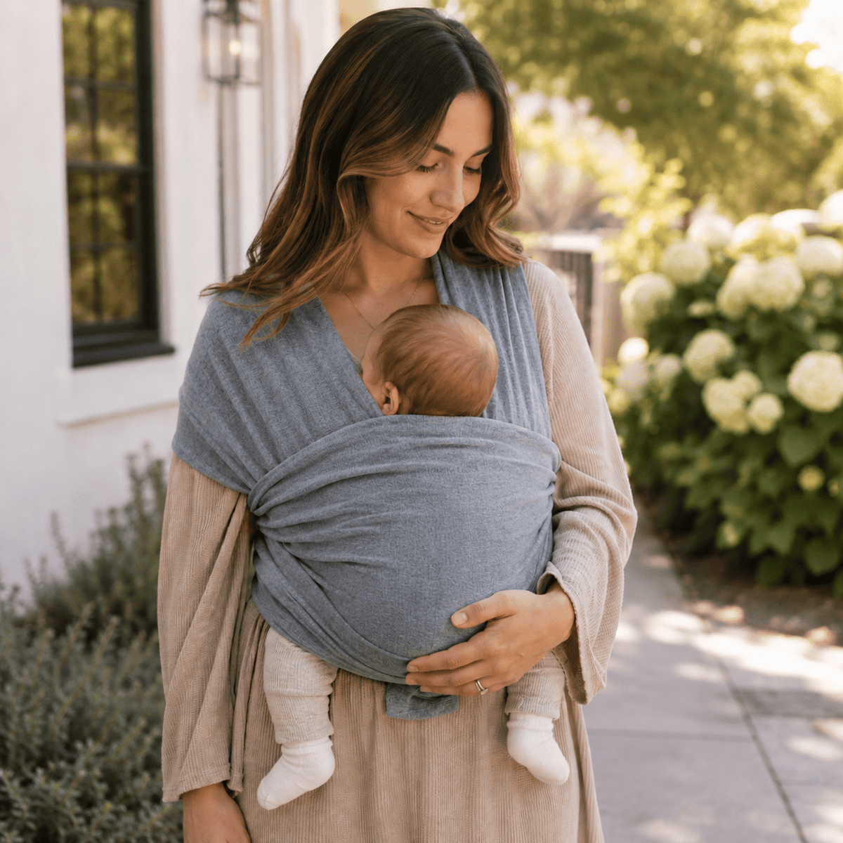 Organic Baby Wrap Carrier - Grey Melange | Luxury Home Accessories | Heulog Glow