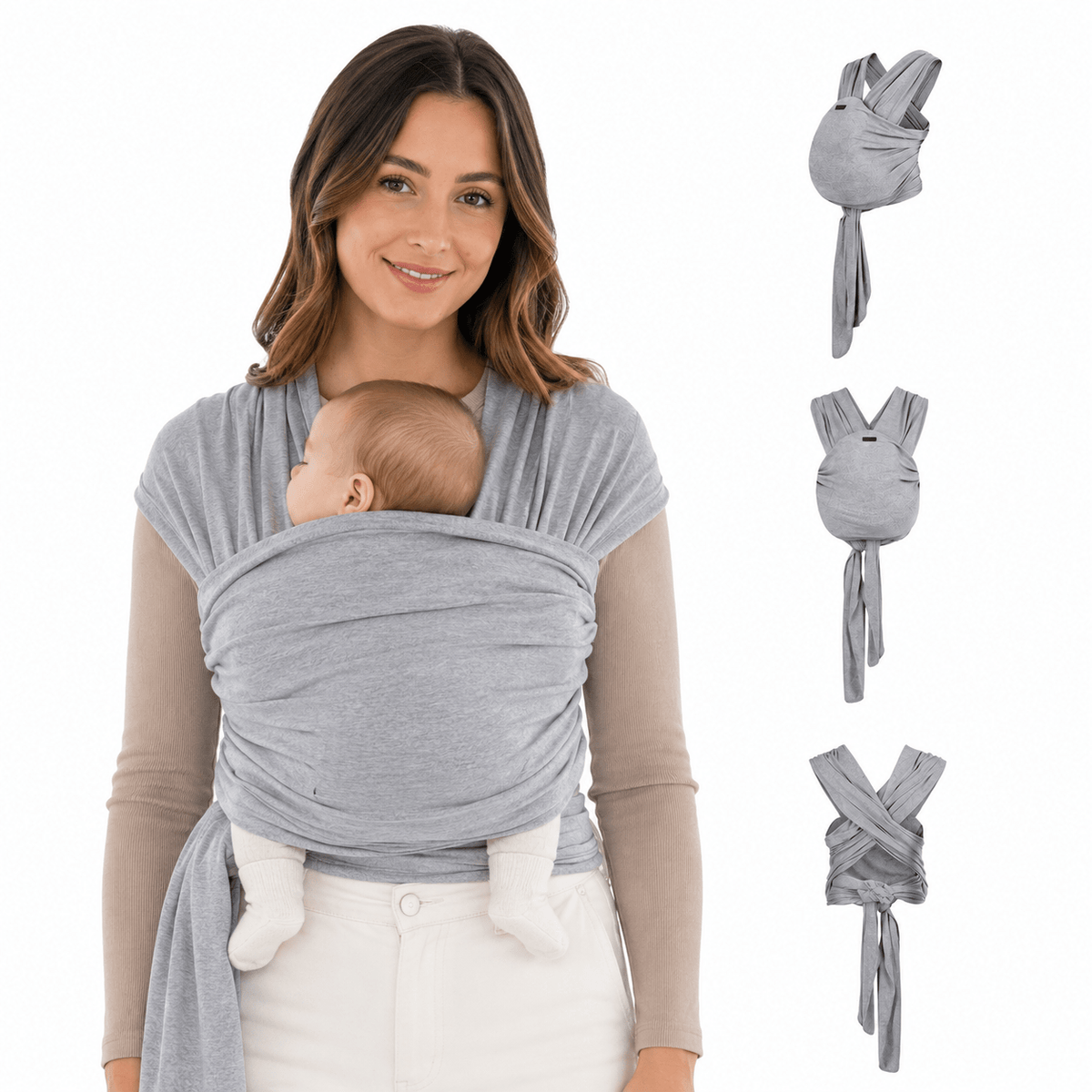Organic Baby Wrap Carrier - Grey Melange | Luxury Home Accessories | Heulog Glow