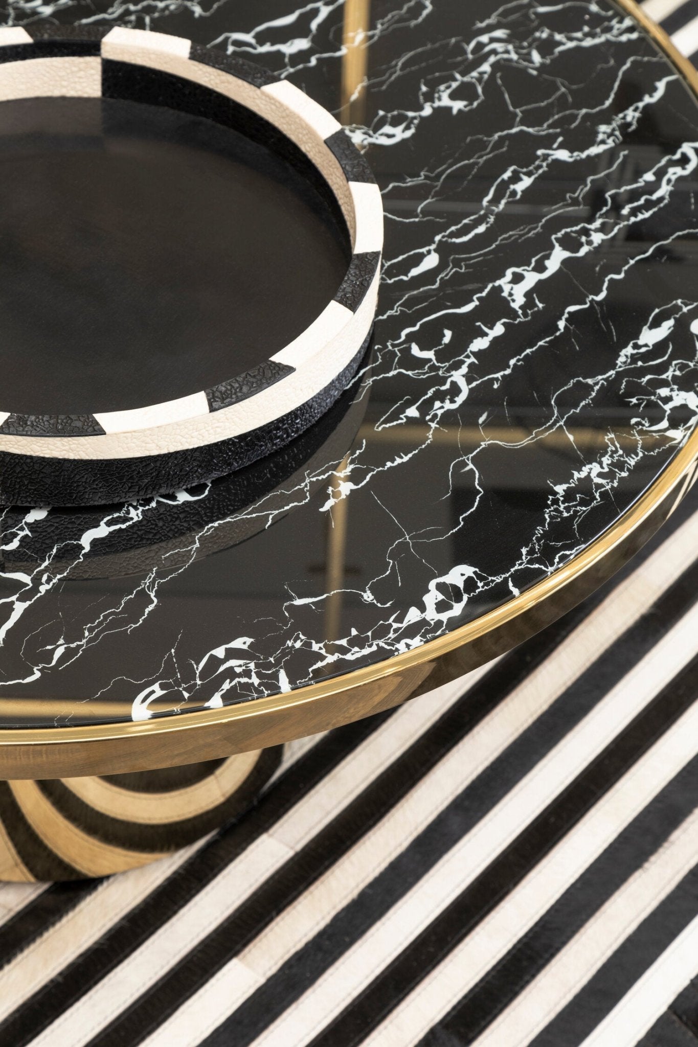 Oria Black Marble Effect Gold Base Coffee Table | Luxury Home Accessories | Heulog Glow