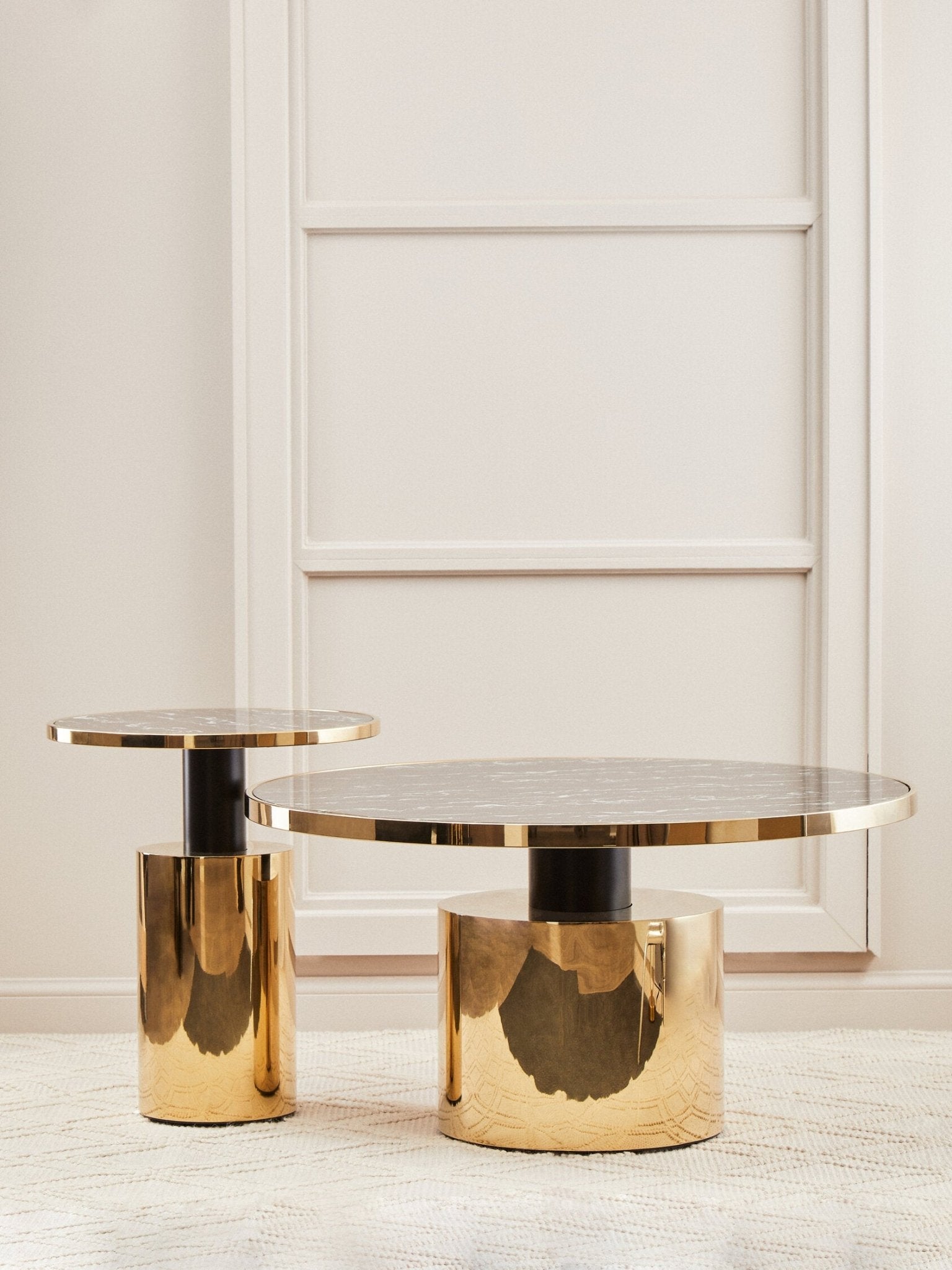 Oria Black Marble Effect Gold Base Coffee Table | Luxury Home Accessories | Heulog Glow