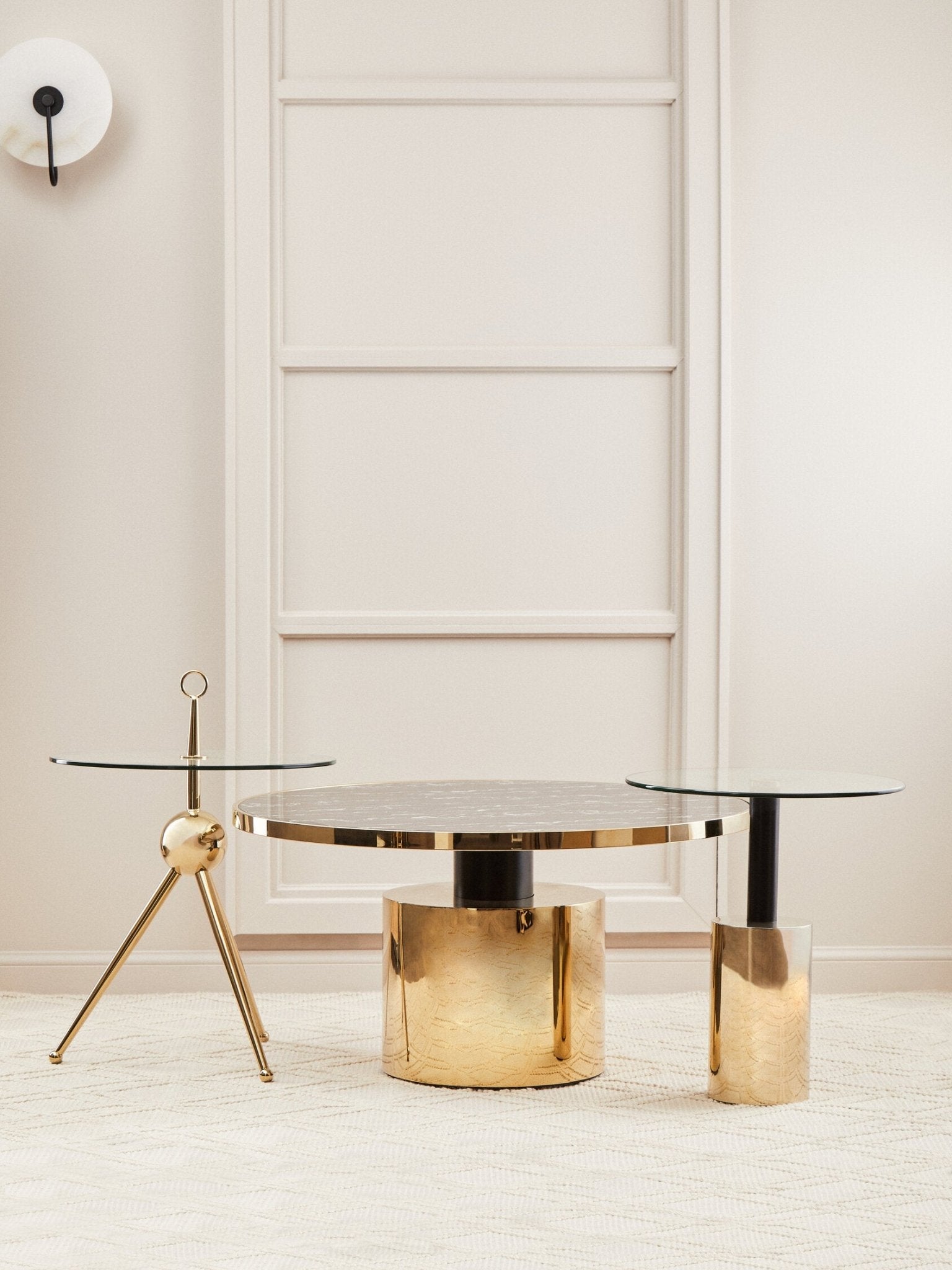 Oria Black Marble Effect Gold Base Coffee Table | Luxury Home Accessories | Heulog Glow